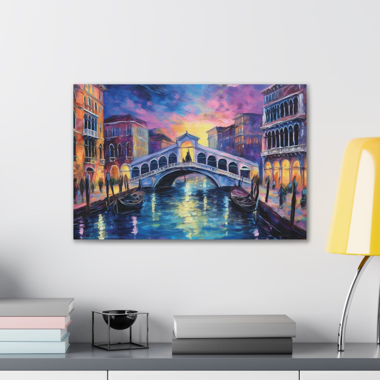 Vibrant Venice Canvas Art, Colorful Bridge Painting, Home Decor, Wall Art, Art for Living Room, Italian Landscape Print