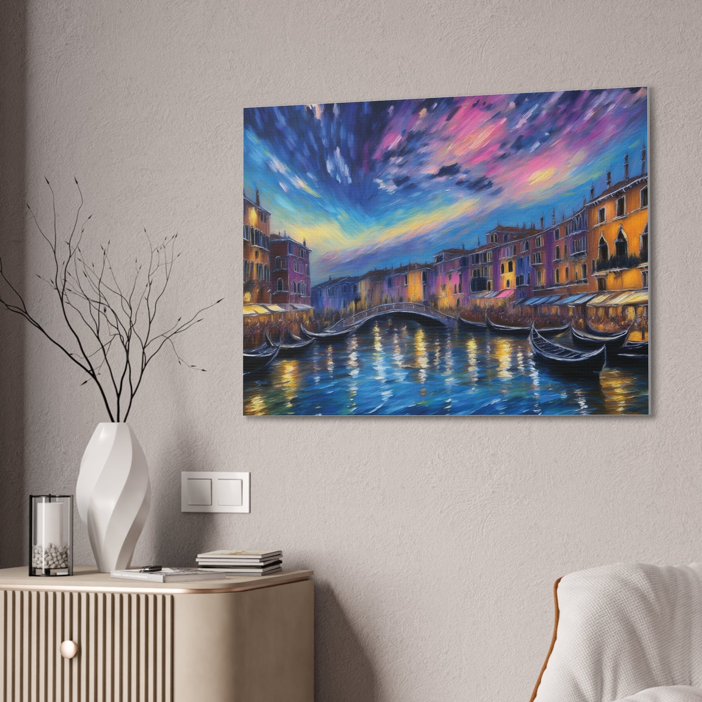 Canvas Wall Art, Serene Venice Scene, Home Decor, Art Gift for Her, Office Wall Decoration, Colorful Landscape Print