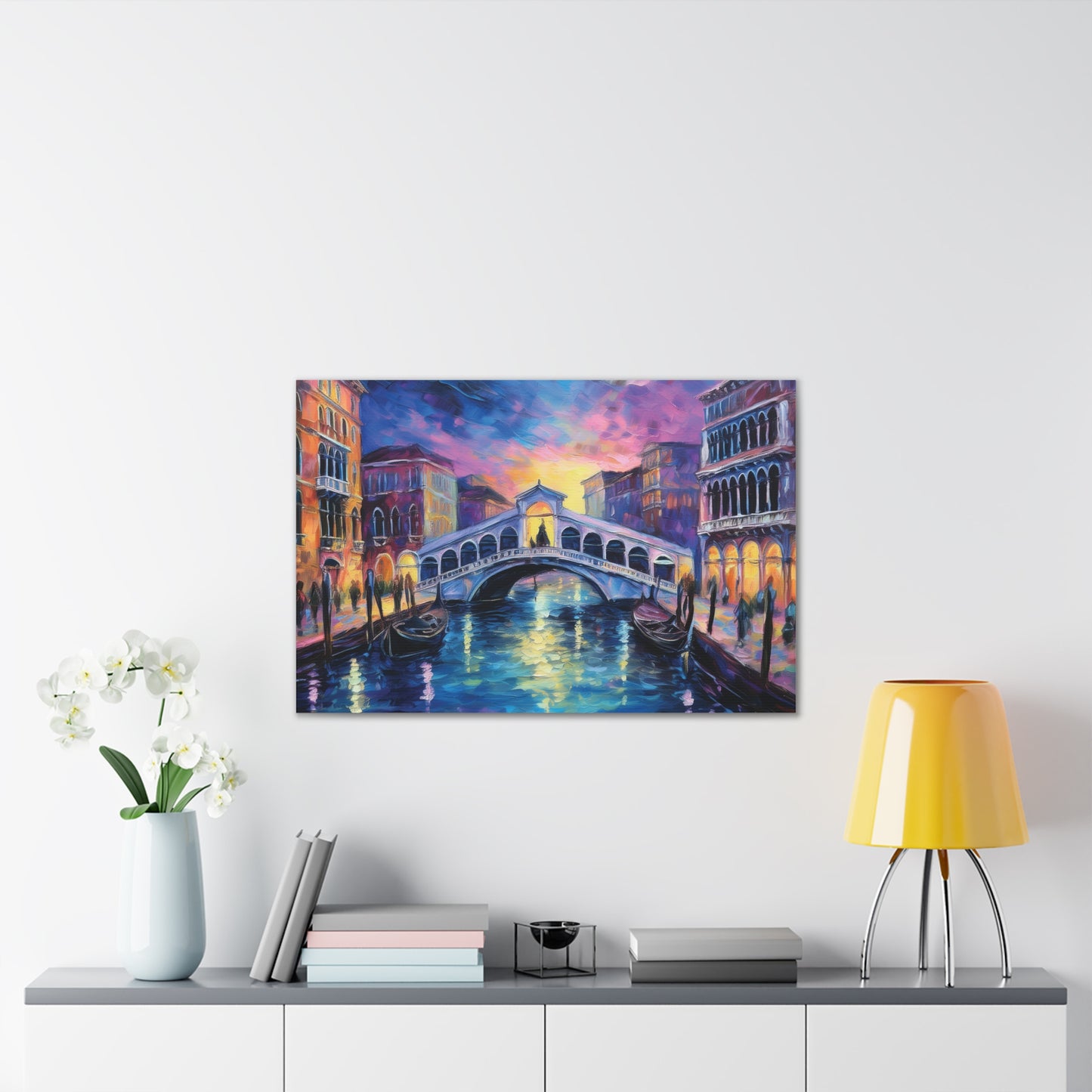 Vibrant Venice Canvas Art, Colorful Bridge Painting, Home Decor, Wall Art, Art for Living Room, Italian Landscape Print
