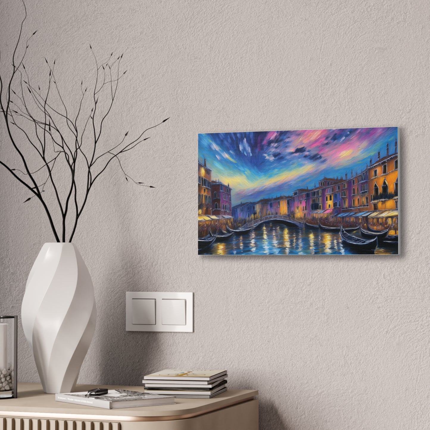 Canvas Wall Art, Serene Venice Scene, Home Decor, Art Gift for Her, Office Wall Decoration, Colorful Landscape Print