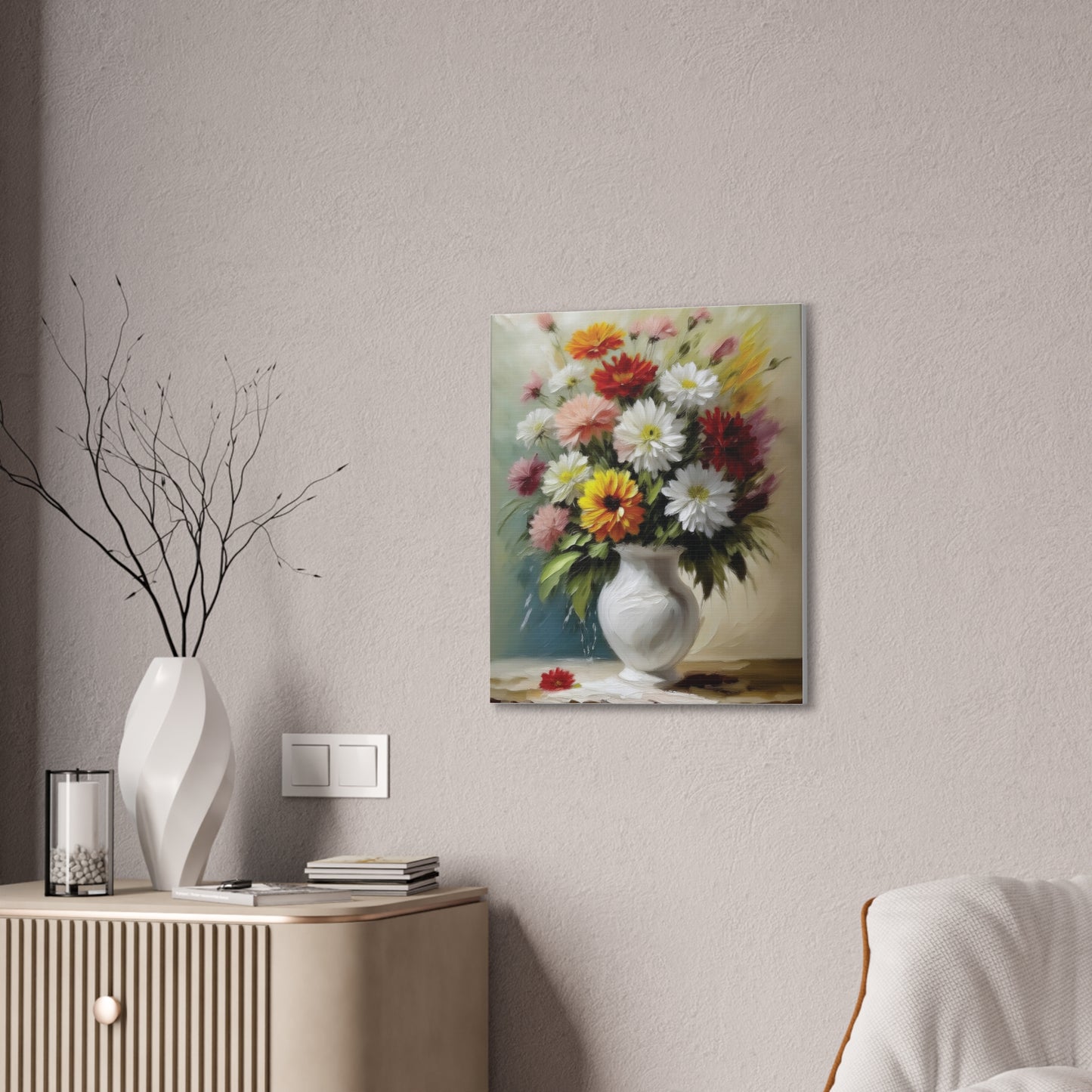 Floral Canvas Art Print, Colorful Flower Wall Decor, Home and Office Decoration, Gift for Flower Lovers or Art Collectors