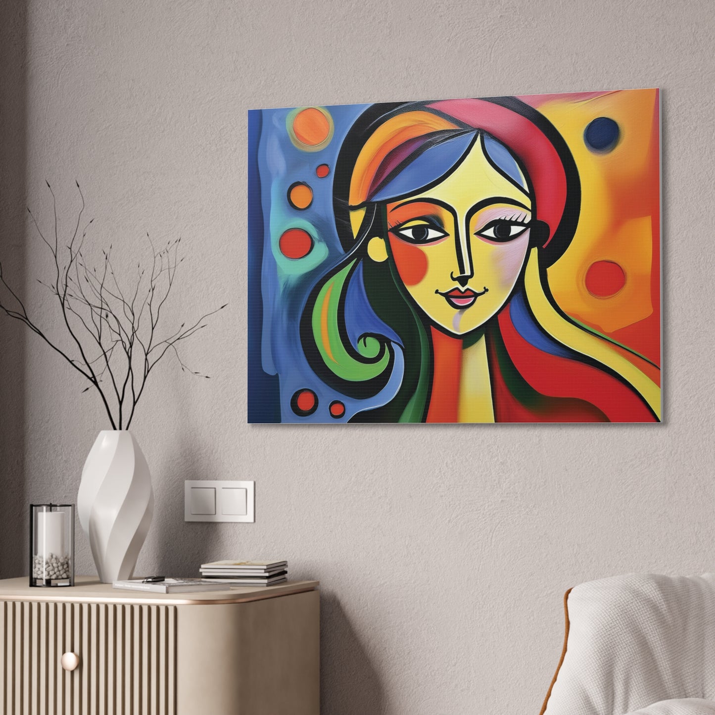 Vibrant Canvas Wall Art, Colorful Abstract Portrait, Modern Home Decor, Unique Gift for Art Lovers, Gallery Wall