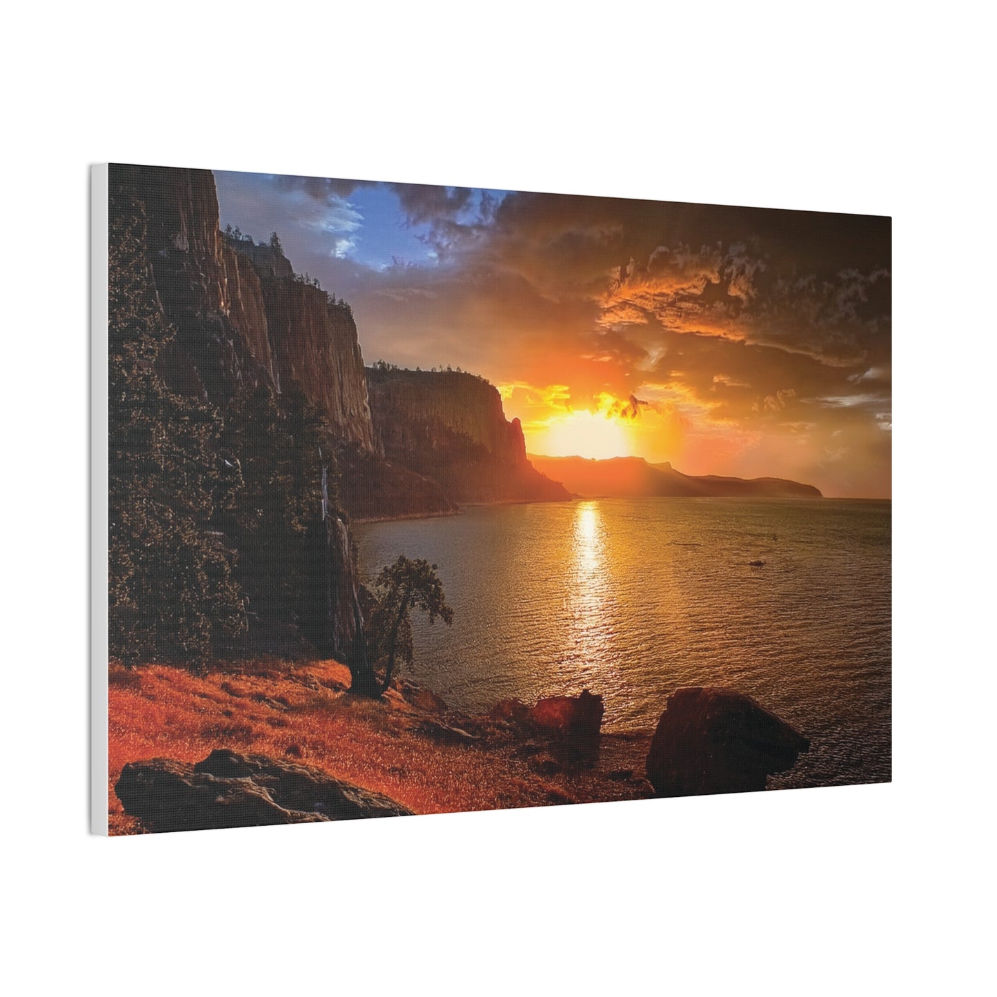 Sunset Canvas Print, Nature Wall Art, Scenic Home Décor, Gift for Nature Lovers, Coastal Landscape Decoration