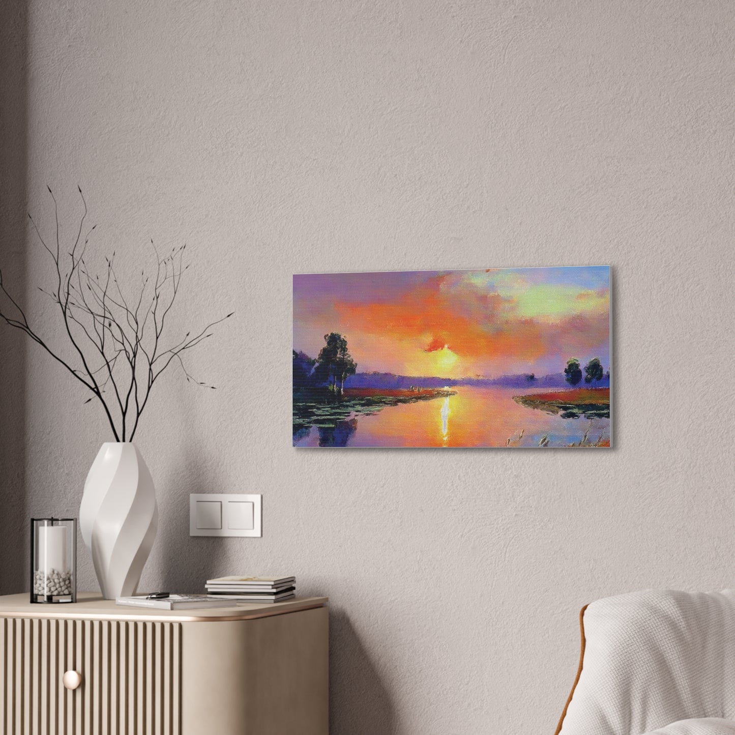 Serene Sunset Canvas Art, Landscape Wall Decor, Nature Lover Gift, Home Wall Art, Tranquil Landscape Painting