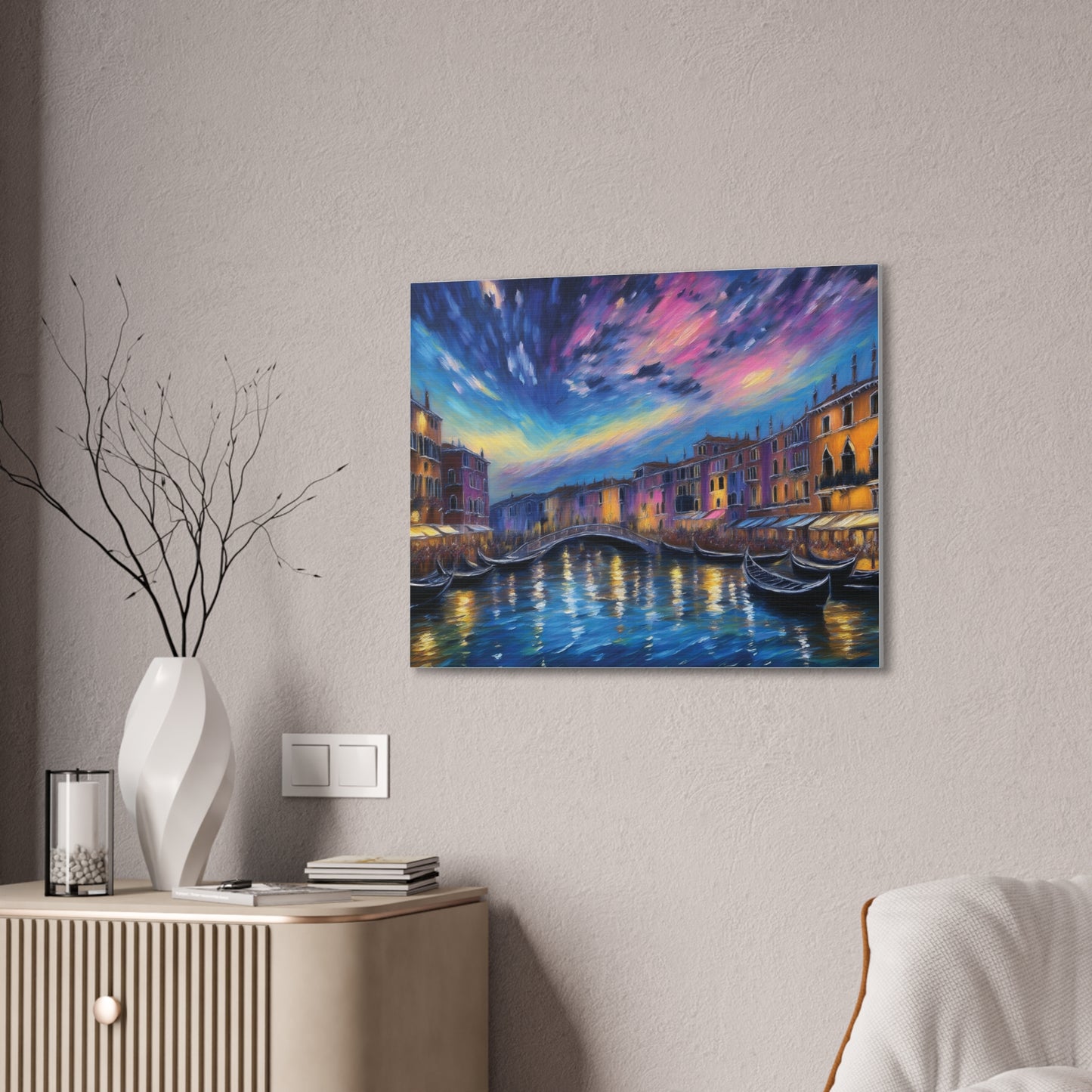 Canvas Wall Art, Serene Venice Scene, Home Decor, Art Gift for Her, Office Wall Decoration, Colorful Landscape Print