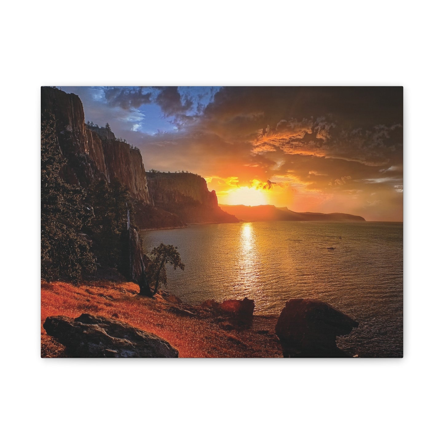 Sunset Canvas Print, Nature Wall Art, Scenic Home Décor, Gift for Nature Lovers, Coastal Landscape Decoration