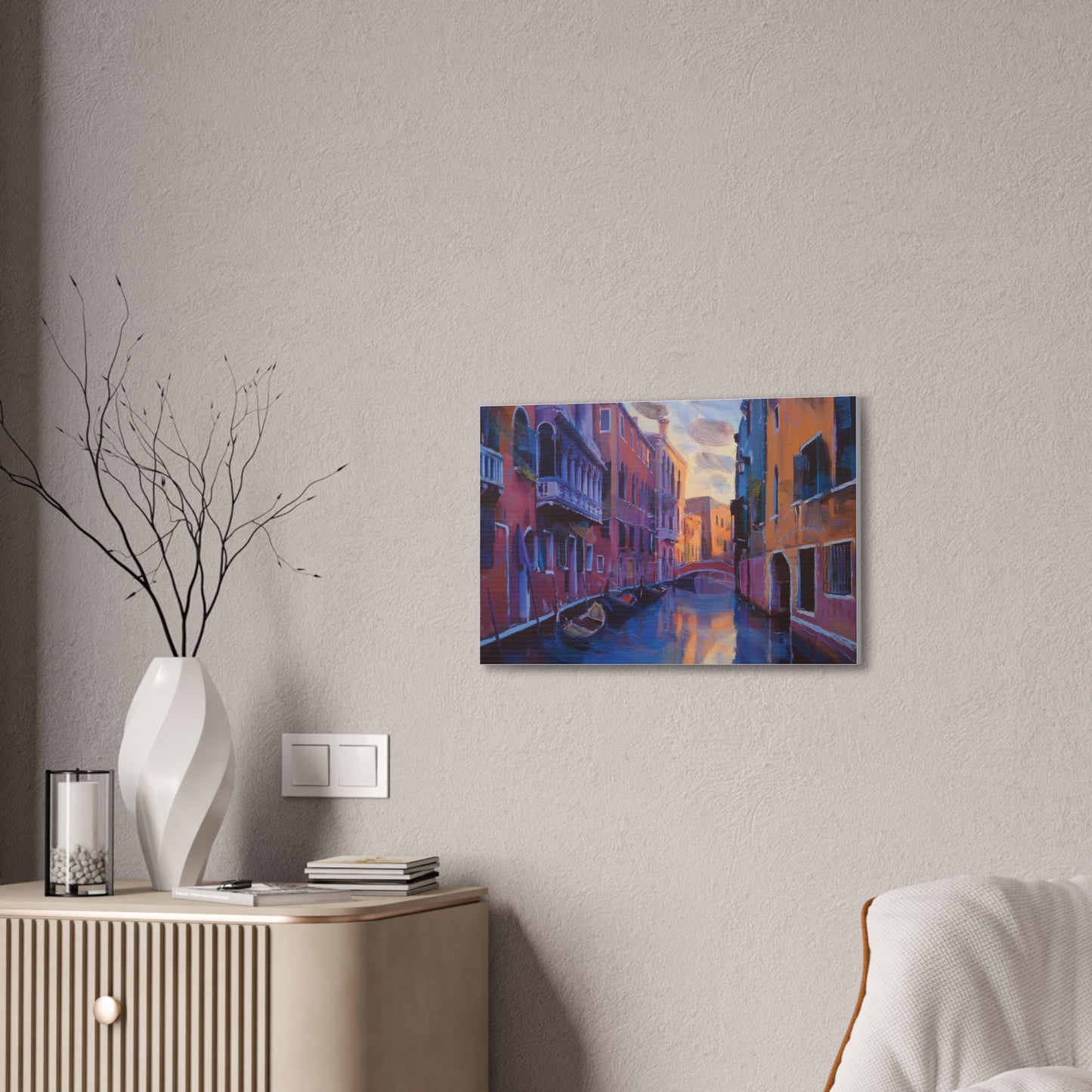 Vibrant Canvas Wall Art, Stretched Art Print, Home Decor, Venetian Landscape, Colorful Artwork, Gift for Art Lovers