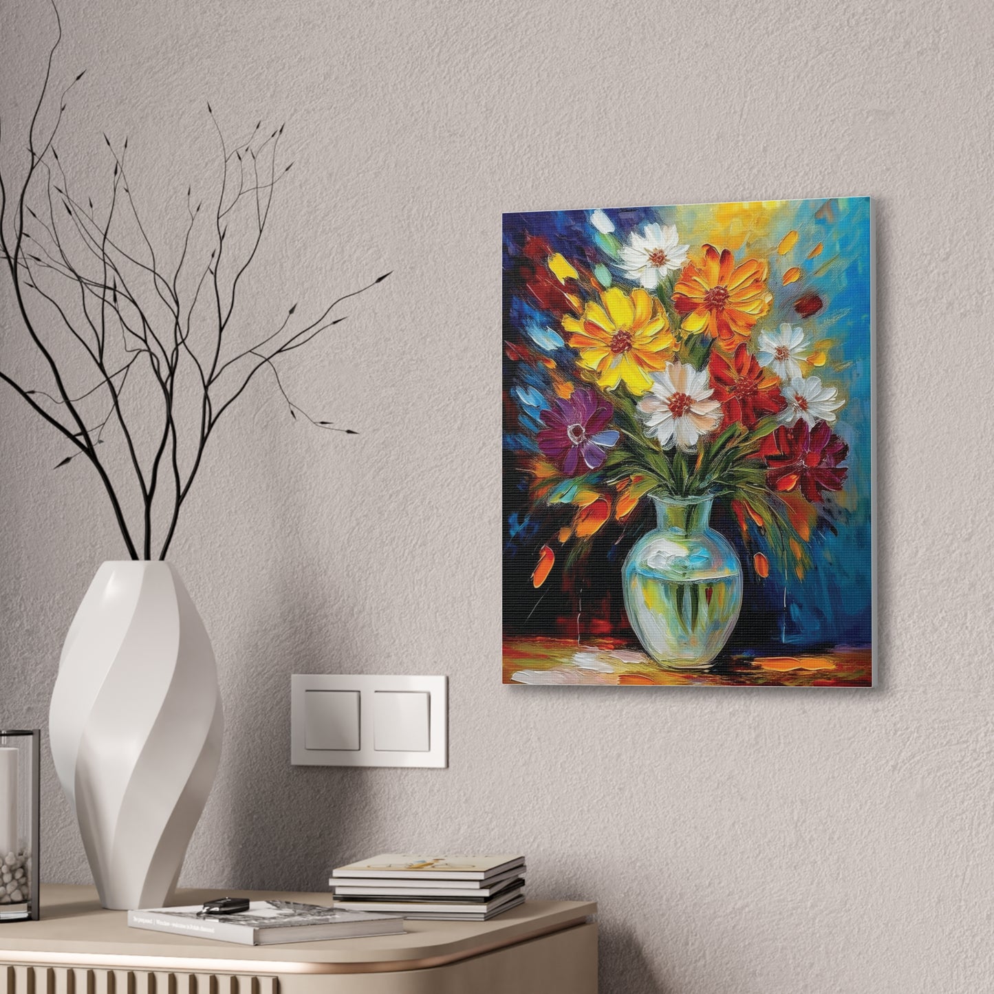 Vibrant Floral Canvas Art, Colorful Home Decor, Flower Wall Art, Bright Room Accent, Unique Gift, Art for All Occasions