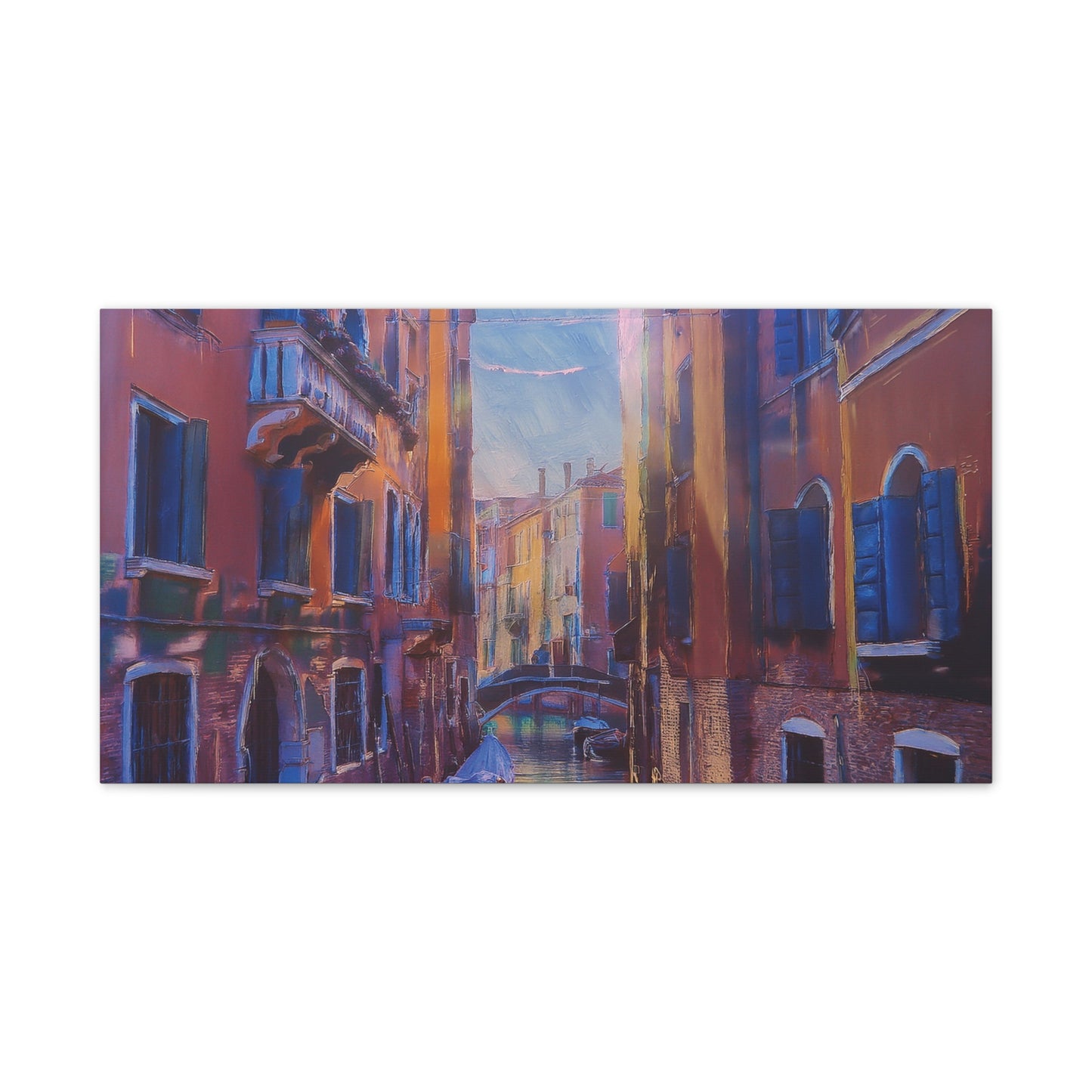 Venetian Canal Art Print, Canvas Wall Decor, Home Gallery Art, Gift for Art Lovers, Living Room Wall Art, Colorful Italian Landscape