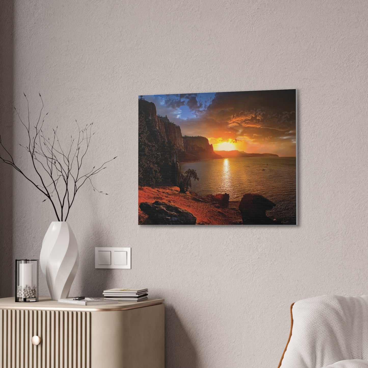 Sunset Canvas Print, Nature Wall Art, Scenic Home Décor, Gift for Nature Lovers, Coastal Landscape Decoration