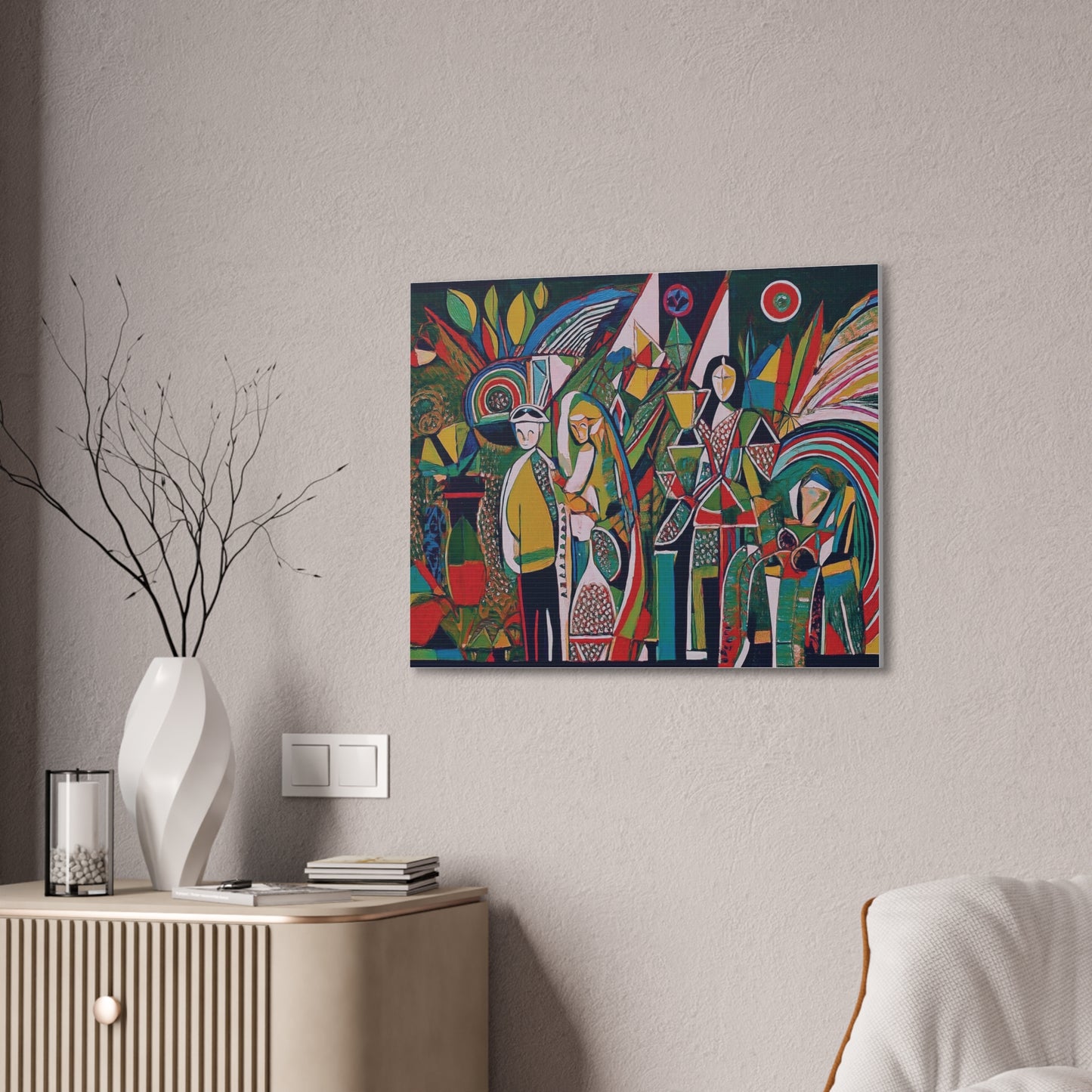 Canvas Print - Colorful Abstract Couple and Lady Standing Away