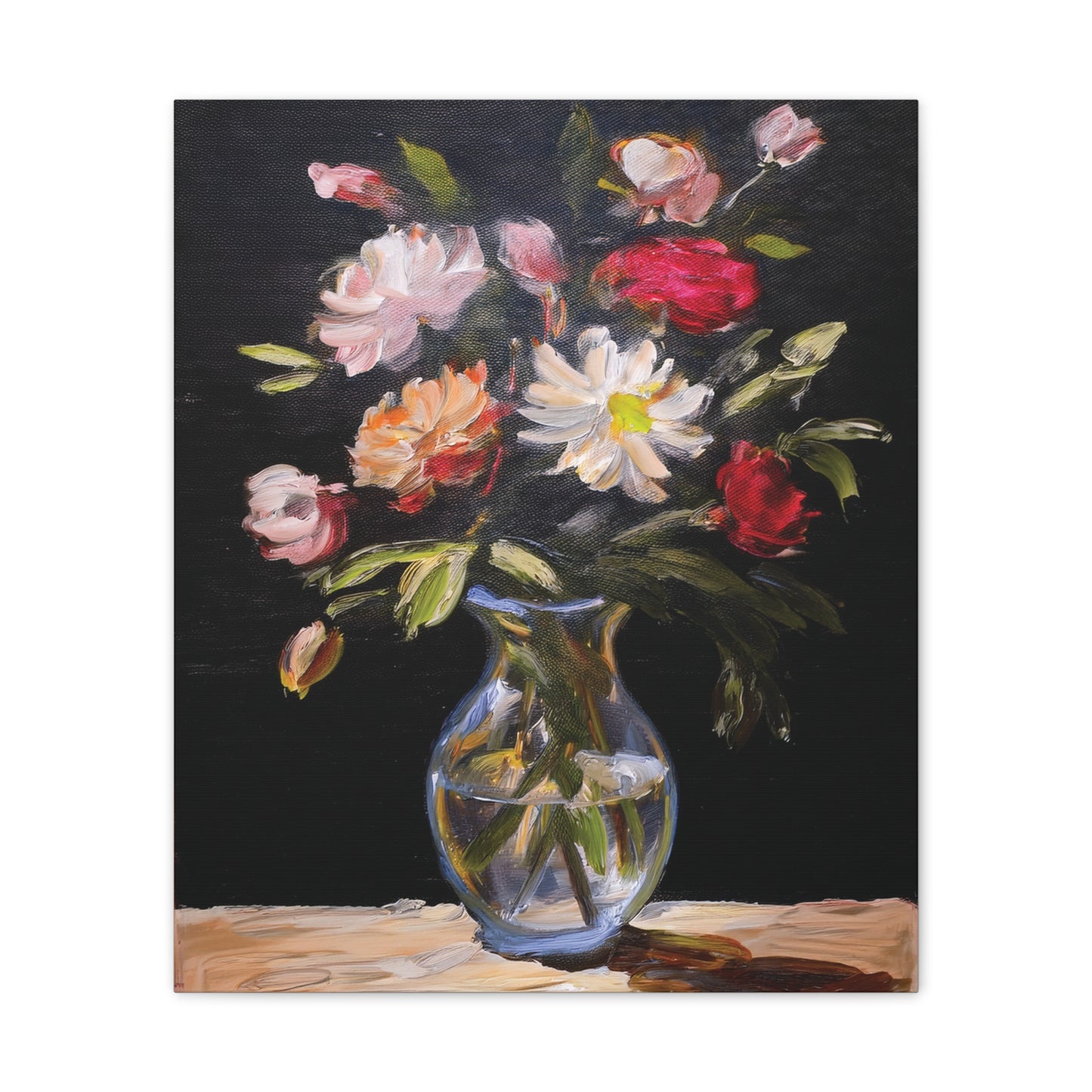 Floral Canvas Wall Art, Elegant Home Decor, Vintage Style Painting, Gift for Her, Living Room Decoration, Anniversary Gift