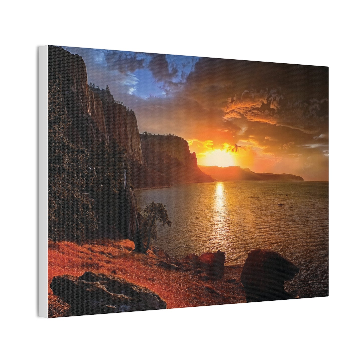 Sunset Canvas Print, Nature Wall Art, Scenic Home Décor, Gift for Nature Lovers, Coastal Landscape Decoration