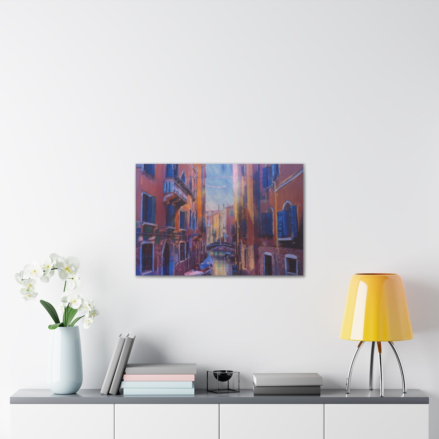 Venetian Canal Art Print, Canvas Wall Decor, Home Gallery Art, Gift for Art Lovers, Living Room Wall Art, Colorful Italian Landscape