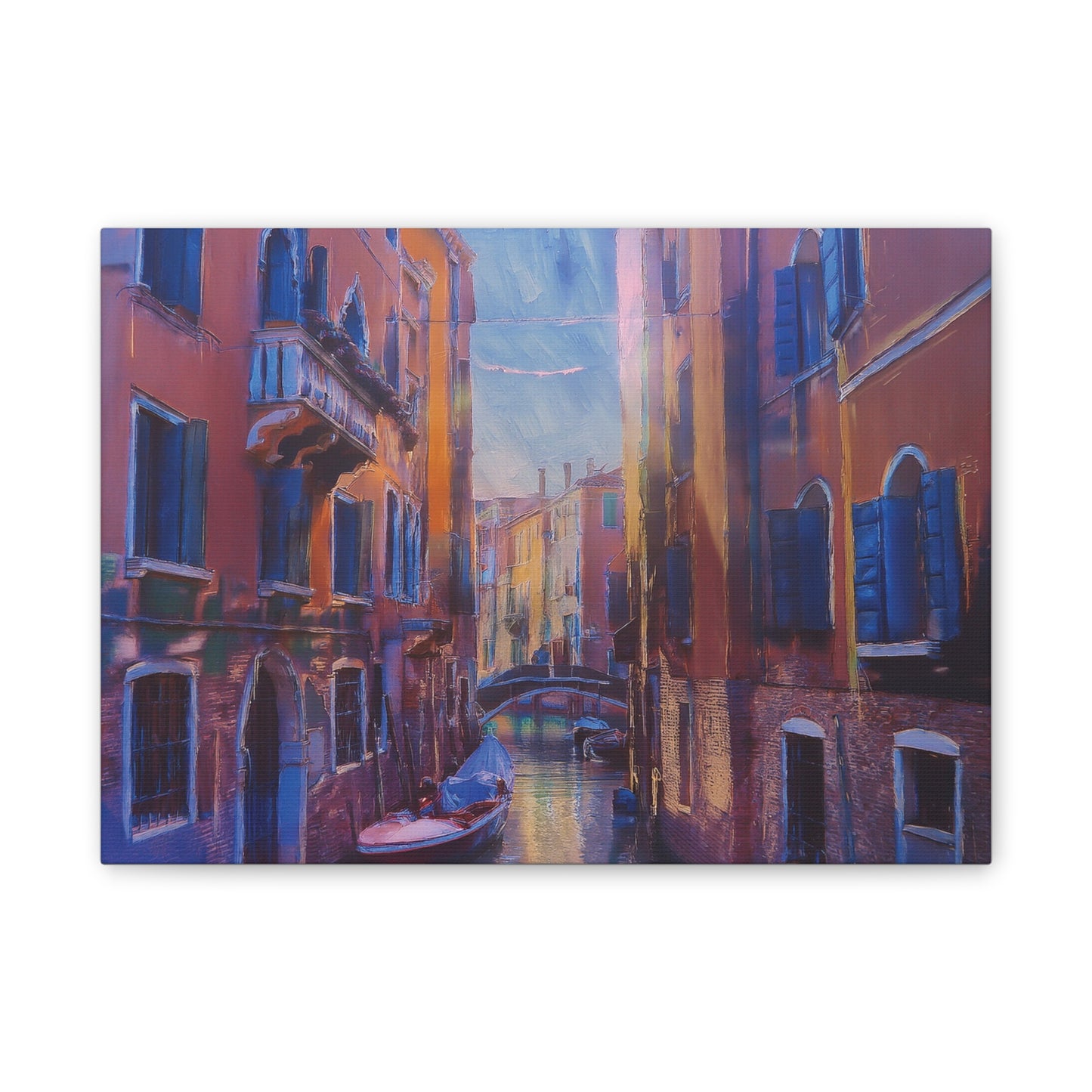 Venetian Canal Art Print, Canvas Wall Decor, Home Gallery Art, Gift for Art Lovers, Living Room Wall Art, Colorful Italian Landscape