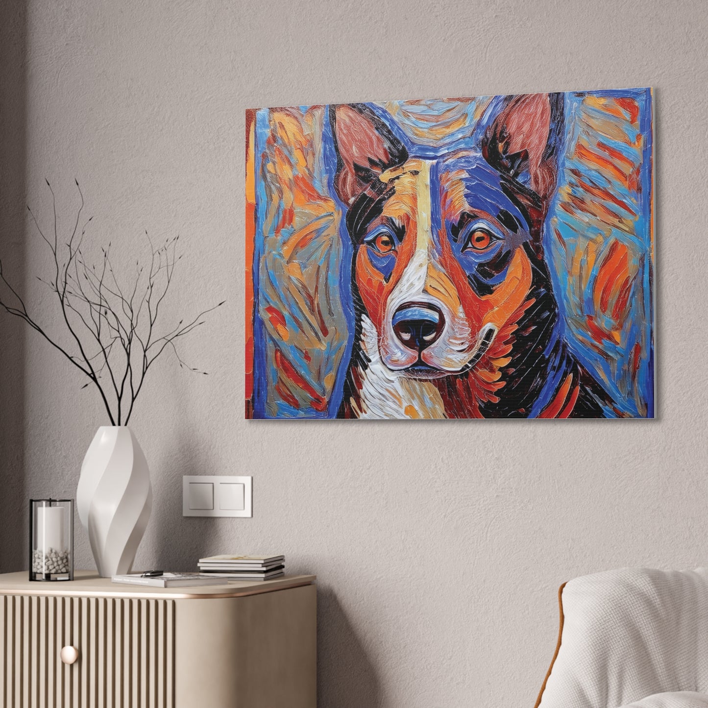 Vibrant Dog Canvas Print, Pet Lover Gift, Colorful Wall Art, Home Decor for Dog Owners, Animal Lover Decor, Unique Gift Idea