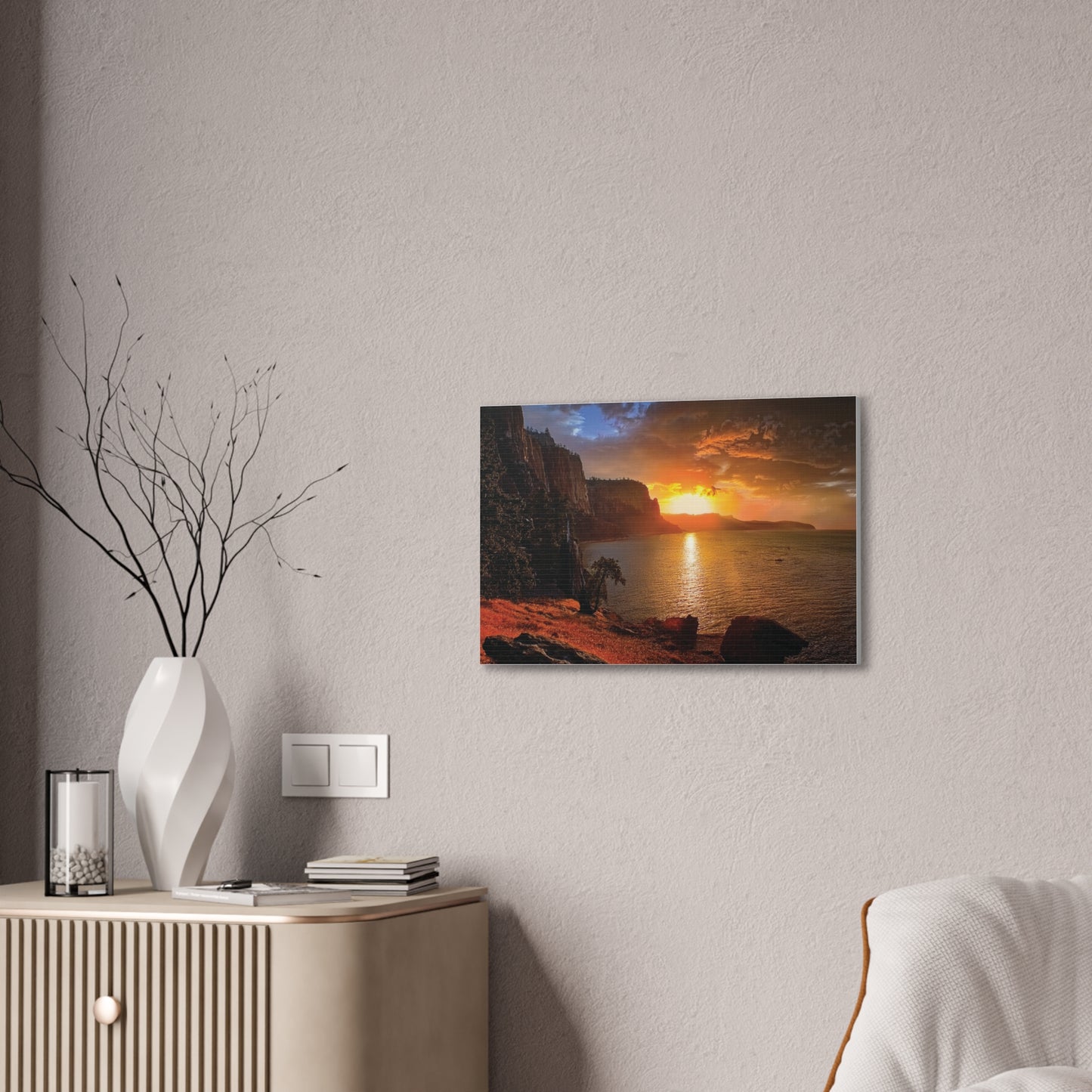 Sunset Canvas Print, Nature Wall Art, Scenic Home Décor, Gift for Nature Lovers, Coastal Landscape Decoration