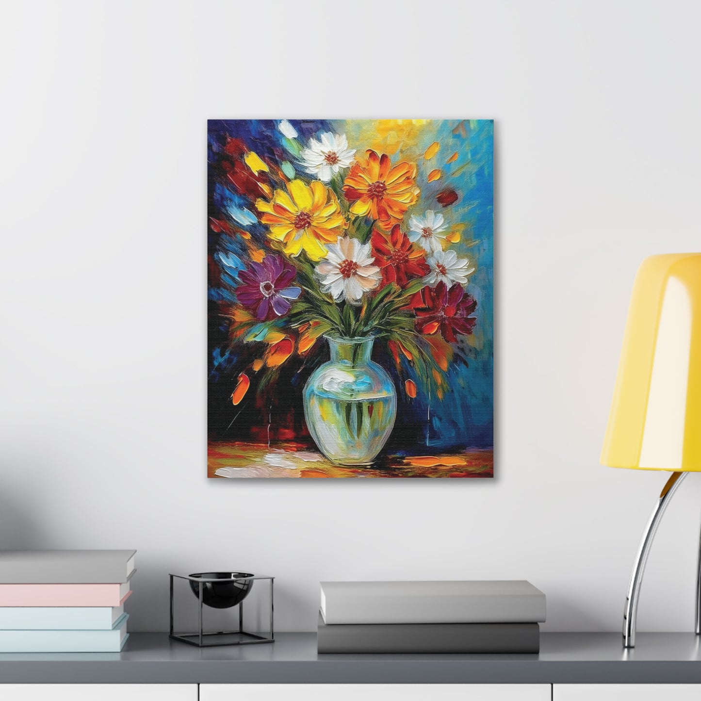 Vibrant Floral Canvas Art, Colorful Home Decor, Flower Wall Art, Bright Room Accent, Unique Gift, Art for All Occasions