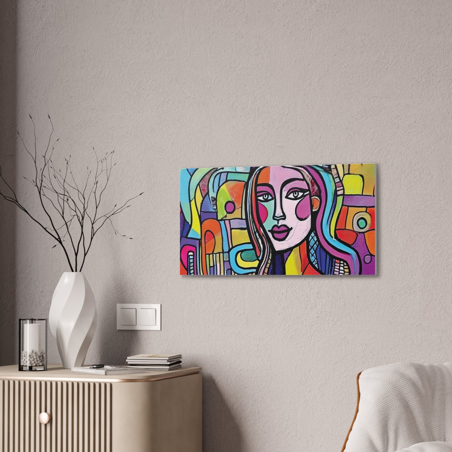 Colorful Canvas Art Print, Abstract Portrait Decor, Wall Art for Home, Colorful Wall Hanging, Gift for Art Lovers