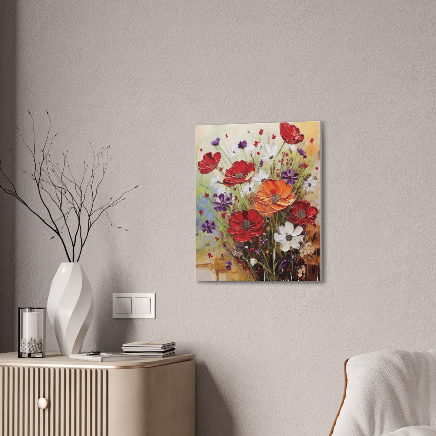 Floral Canvas Art Print, Colorful Flower Wall Decor, Home Decor, Gift for Her, Botanical Wall Art, Mothers Day Decoration