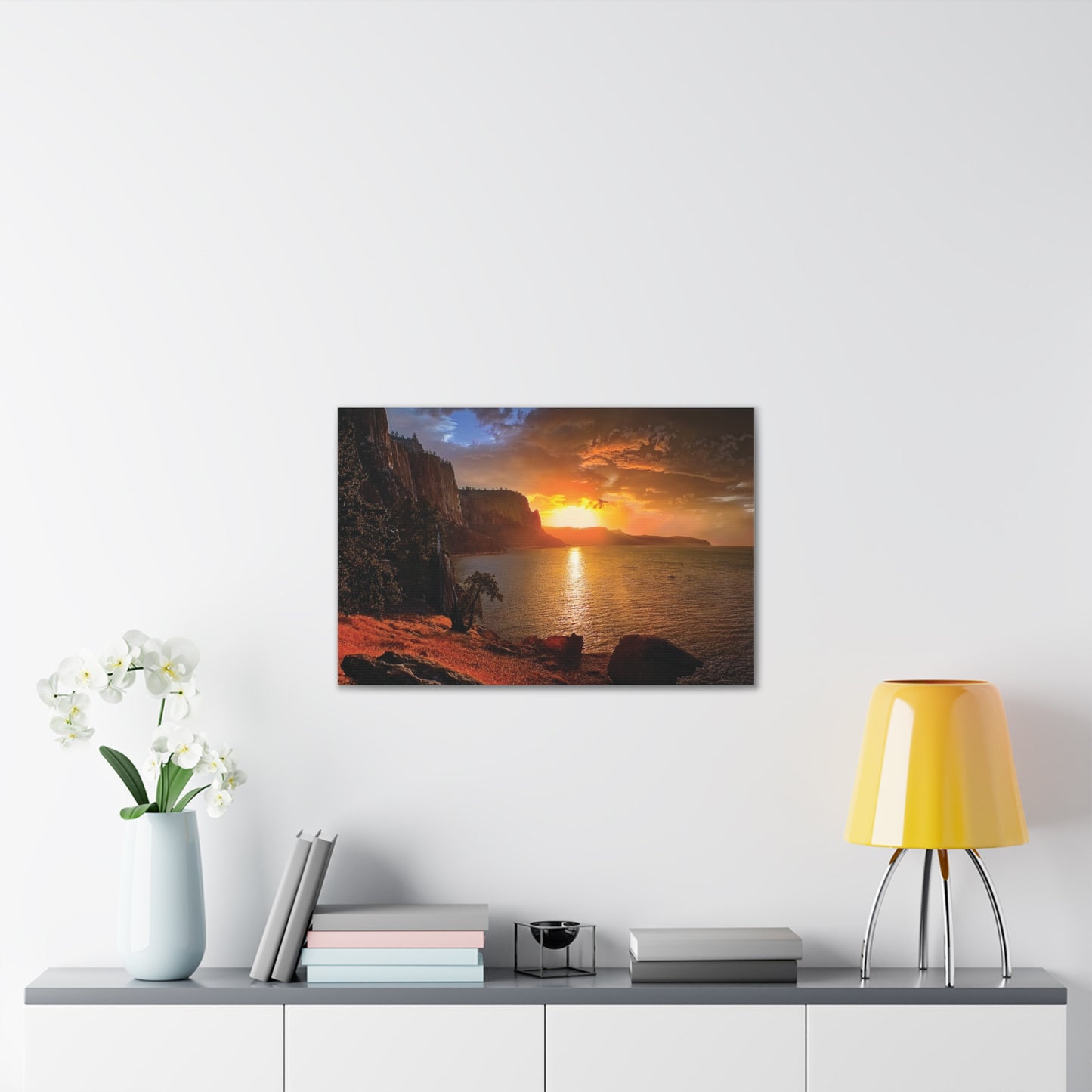 Sunset Canvas Print, Nature Wall Art, Scenic Home Décor, Gift for Nature Lovers, Coastal Landscape Decoration