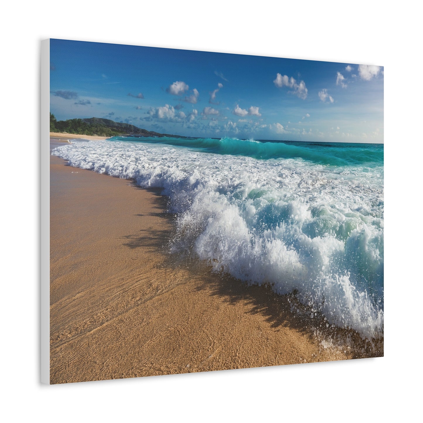 Stretched Canvas Wall Art - Whispers of the Tide – Ocean Foam at Sunrise