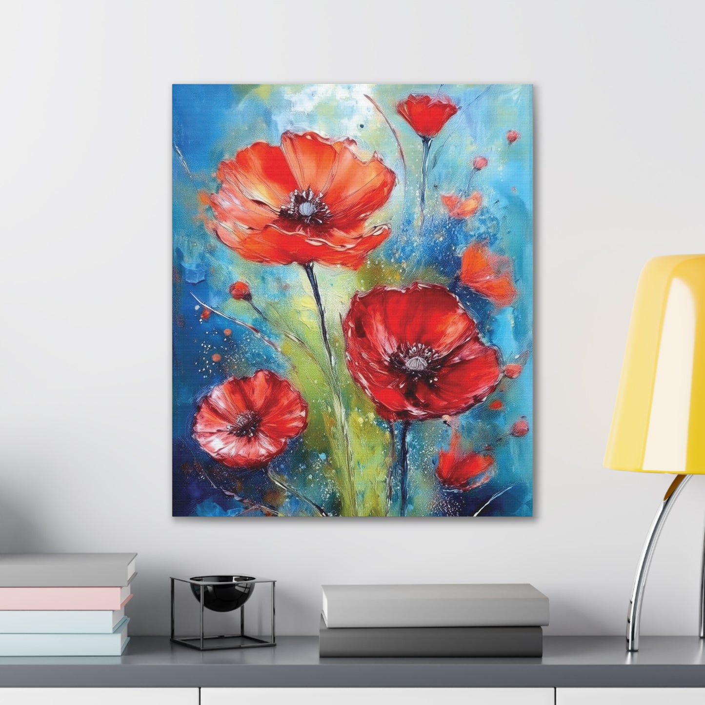 Vibrant Floral Canvas Art Print, Colorful Flower Wall Decor, Home Decor, Gift for Nature Lovers, Poppy Artwork, Vibrant Wall Art