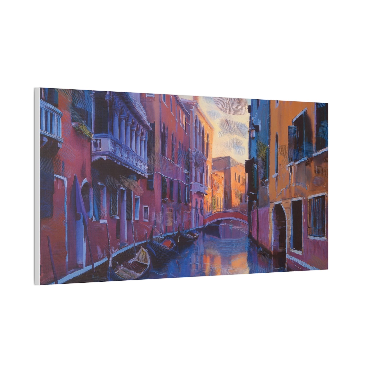 Vibrant Canvas Wall Art, Stretched Art Print, Home Decor, Venetian Landscape, Colorful Artwork, Gift for Art Lovers