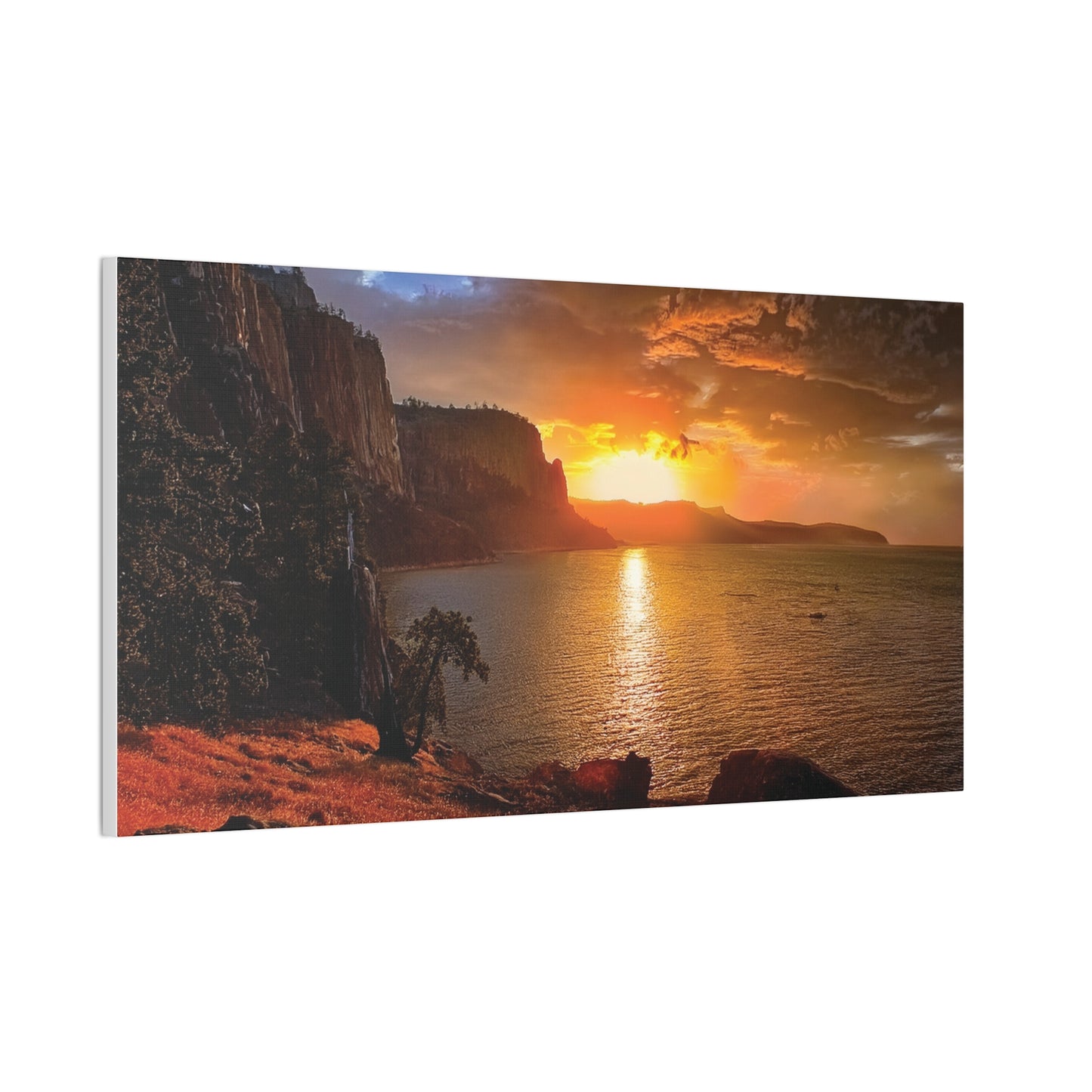Sunset Canvas Print, Nature Wall Art, Scenic Home Décor, Gift for Nature Lovers, Coastal Landscape Decoration