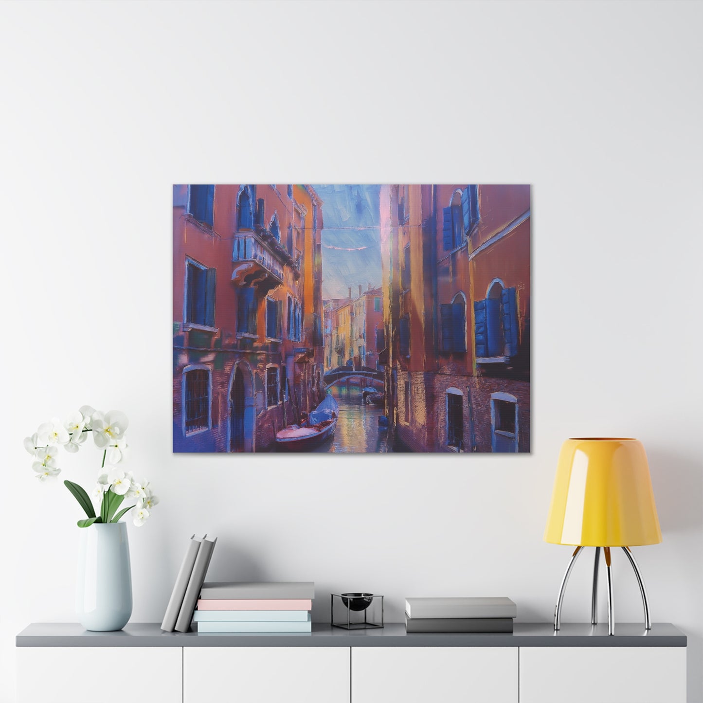 Venetian Canal Art Print, Canvas Wall Decor, Home Gallery Art, Gift for Art Lovers, Living Room Wall Art, Colorful Italian Landscape