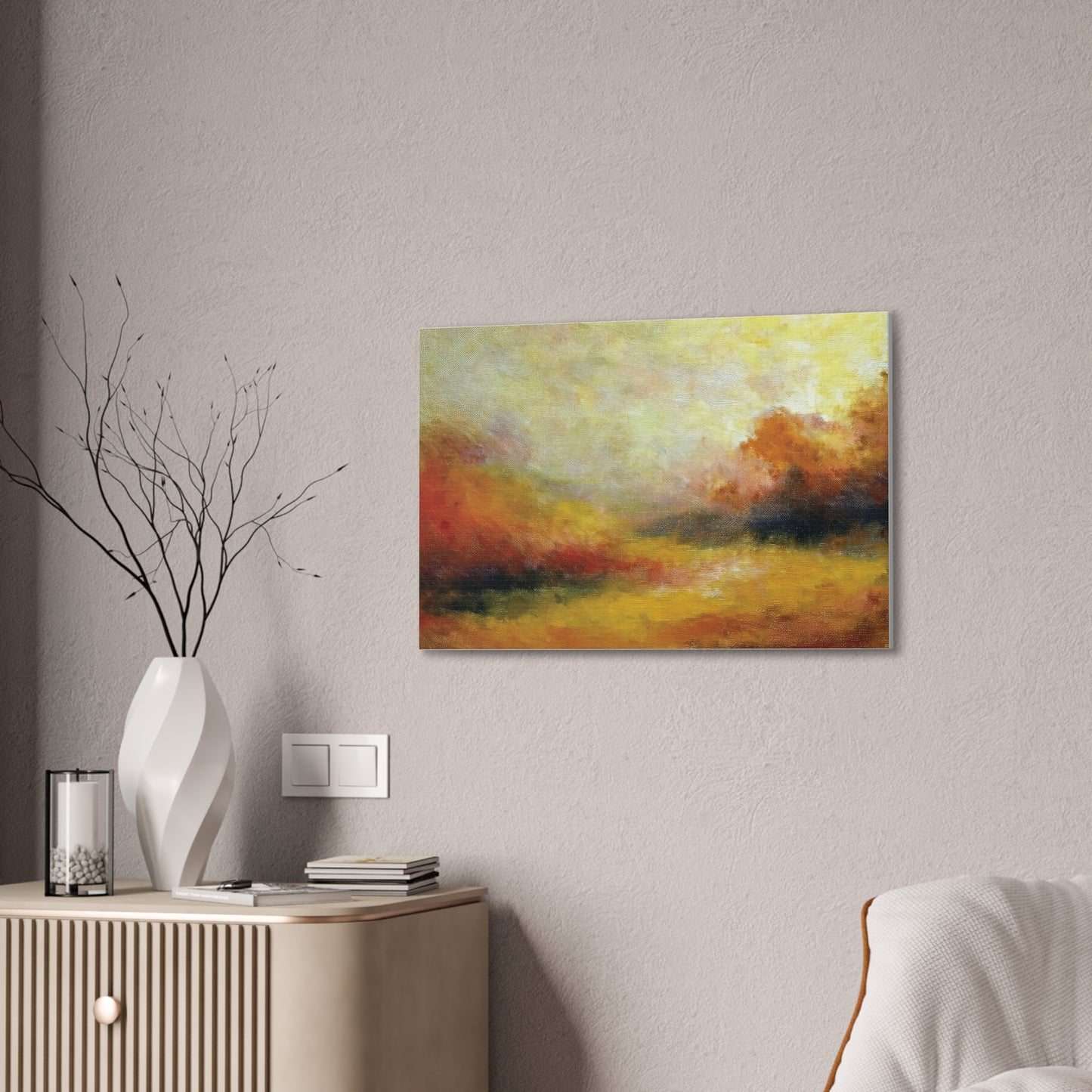 Vibrant Canvas Art Print, Stretched Wall Decor for Living Room, Abstract Landscape Artwork, Home Decoration, Gift for Art Lovers