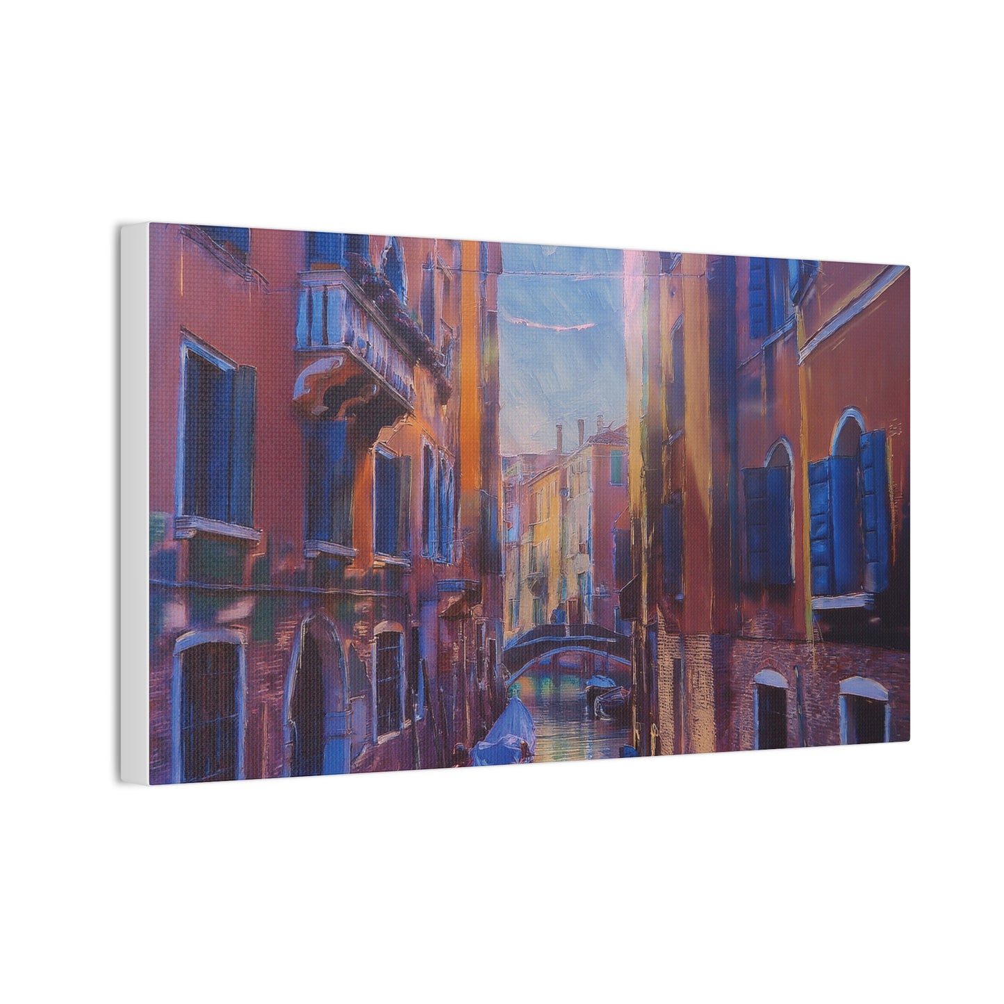 Venetian Canal Art Print, Canvas Wall Decor, Home Gallery Art, Gift for Art Lovers, Living Room Wall Art, Colorful Italian Landscape