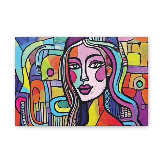 Colorful Canvas Art Print, Abstract Portrait Decor, Wall Art for Home, Colorful Wall Hanging, Gift for Art Lovers