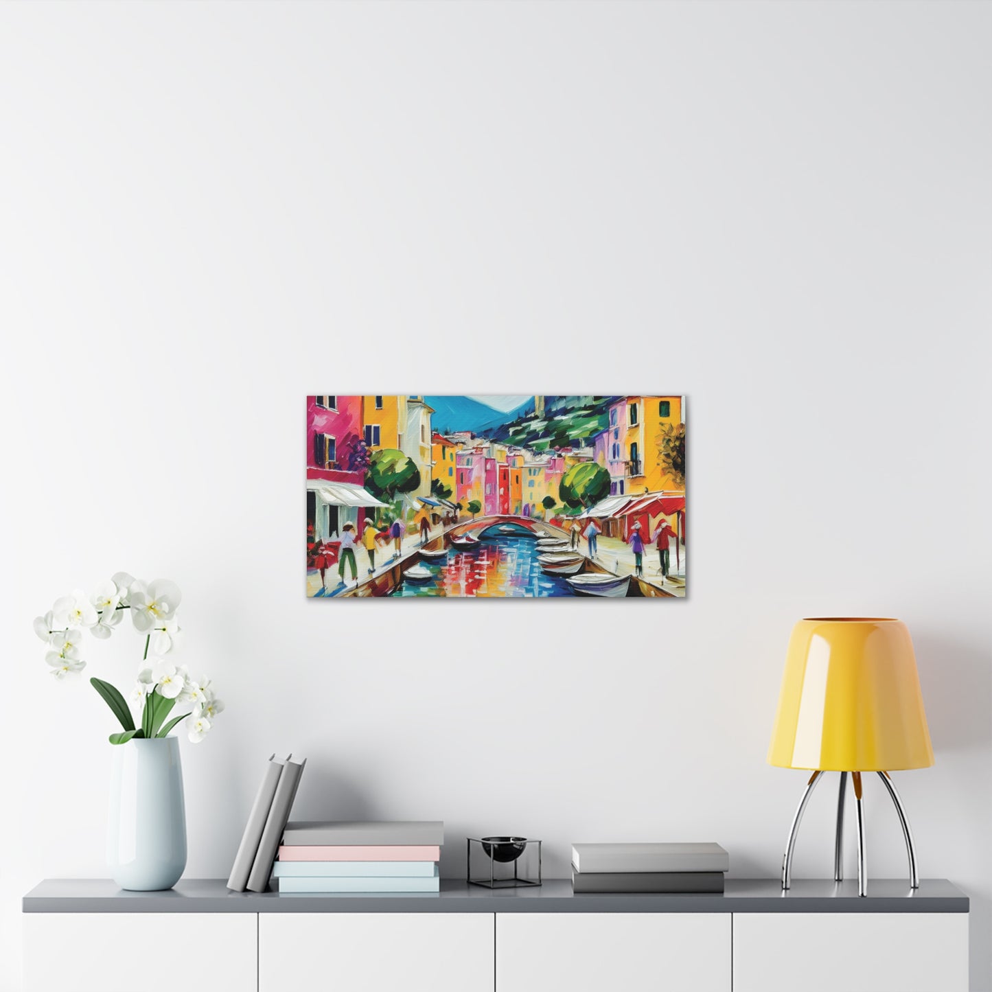 Vibrant Canvas Art Print, Colorful Wall Decor, Living Room Artwork, Mediterranean Scene, Gallery Wall Collection