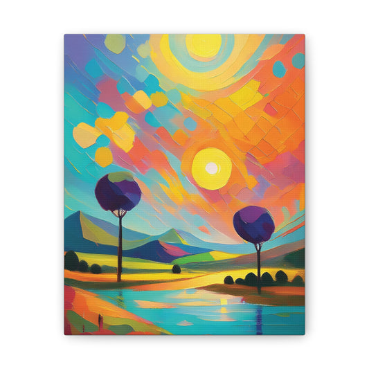 Vibrant Canvas Art Print, Colorful Wall Decor, Abstract Landscape Artwork, Home Decor, Gift for Art Lovers