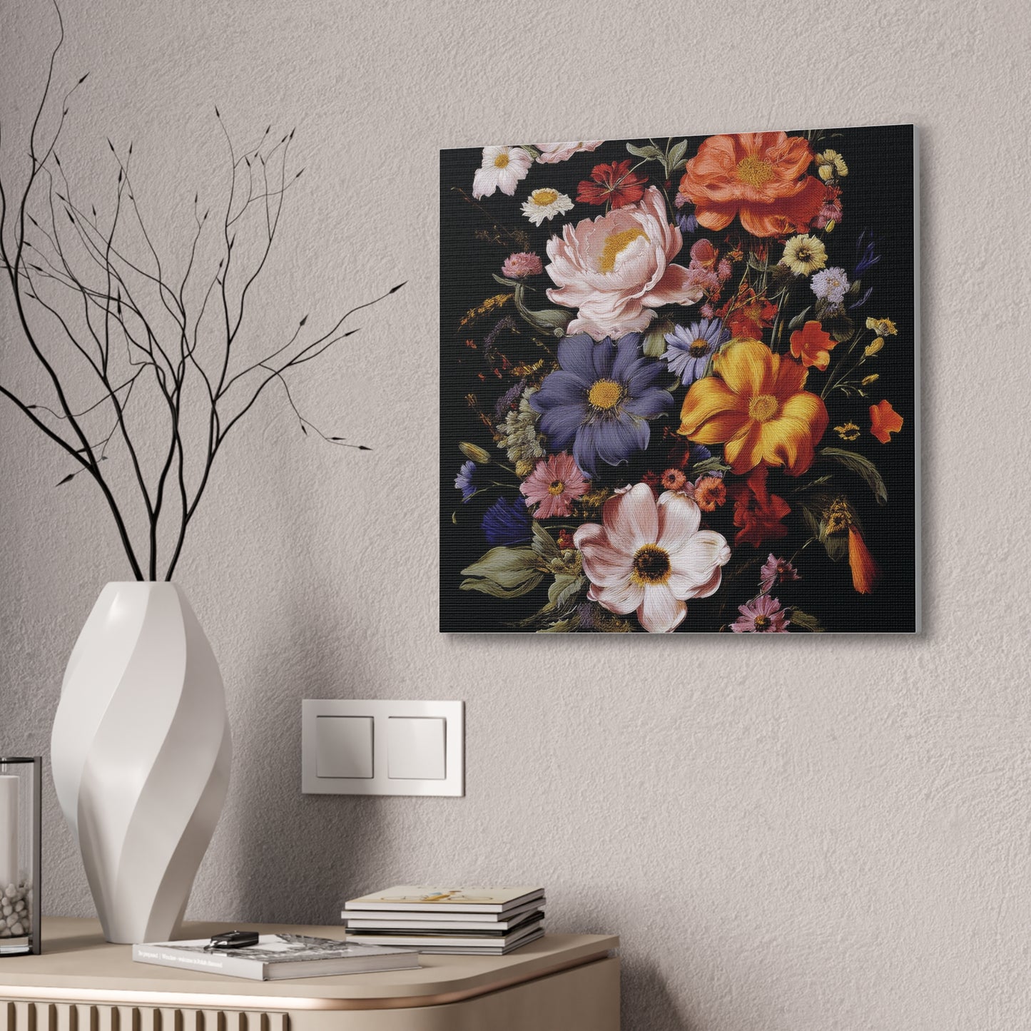 Floral Wall Art Canvas, Botanical Artwork, Home Decor, Gift for Her, Abstract Flower Print, Colorful Flower Canvas