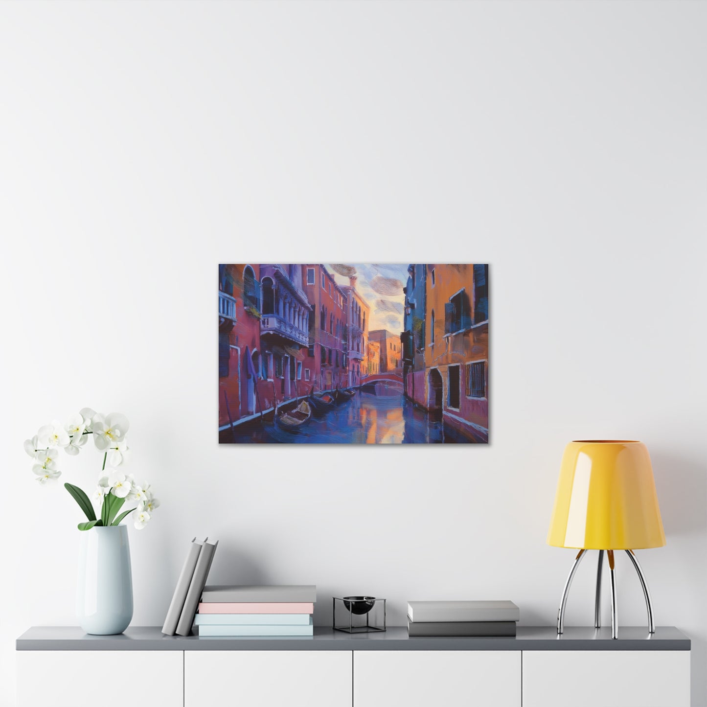 Vibrant Canvas Wall Art, Stretched Art Print, Home Decor, Venetian Landscape, Colorful Artwork, Gift for Art Lovers