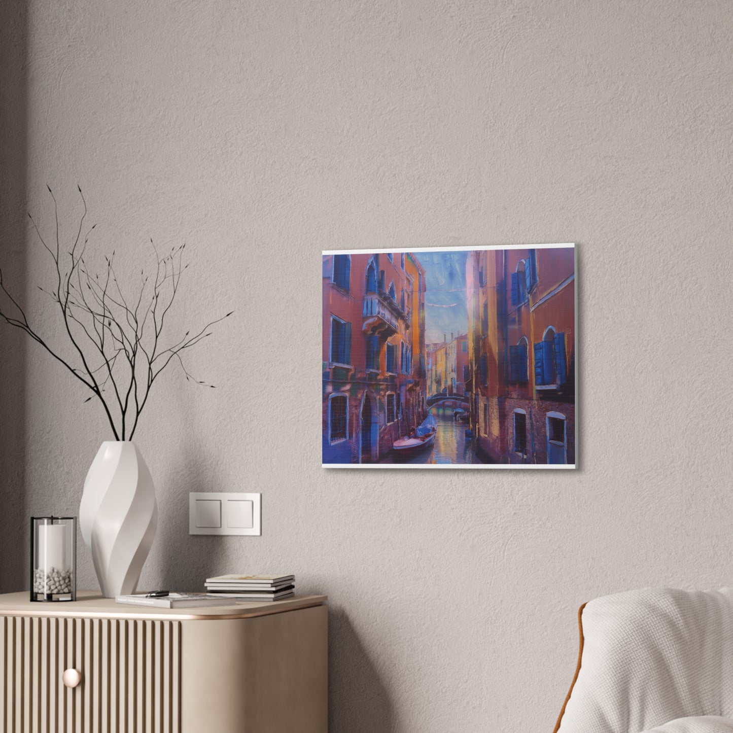 Venetian Canal Art Print, Canvas Wall Decor, Home Gallery Art, Gift for Art Lovers, Living Room Wall Art, Colorful Italian Landscape