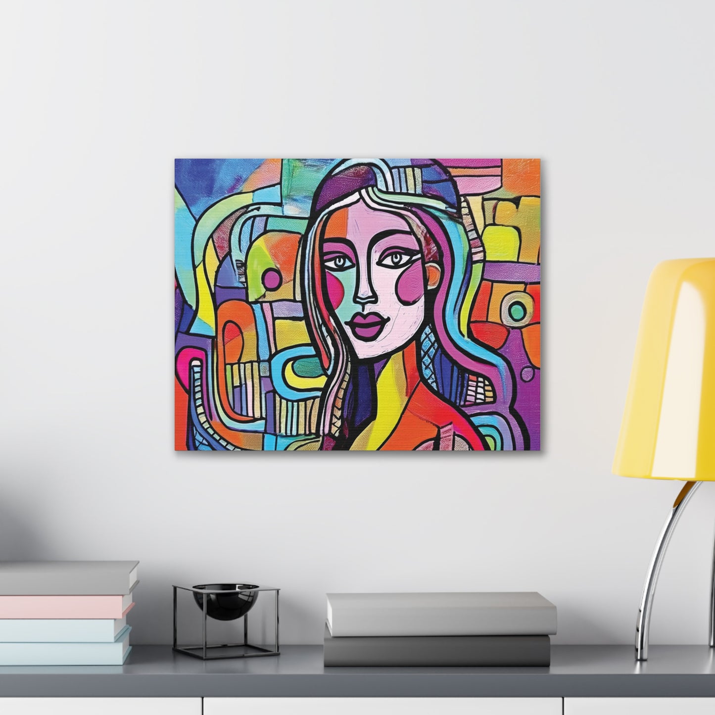 Colorful Canvas Art Print, Abstract Portrait Decor, Wall Art for Home, Colorful Wall Hanging, Gift for Art Lovers