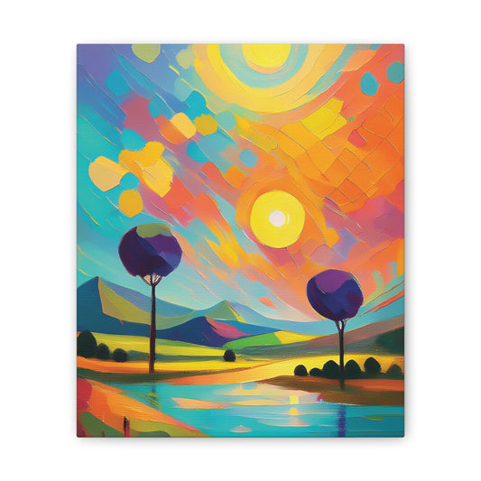 Vibrant Canvas Art Print, Colorful Wall Decor, Abstract Landscape Artwork, Home Decor, Gift for Art Lovers