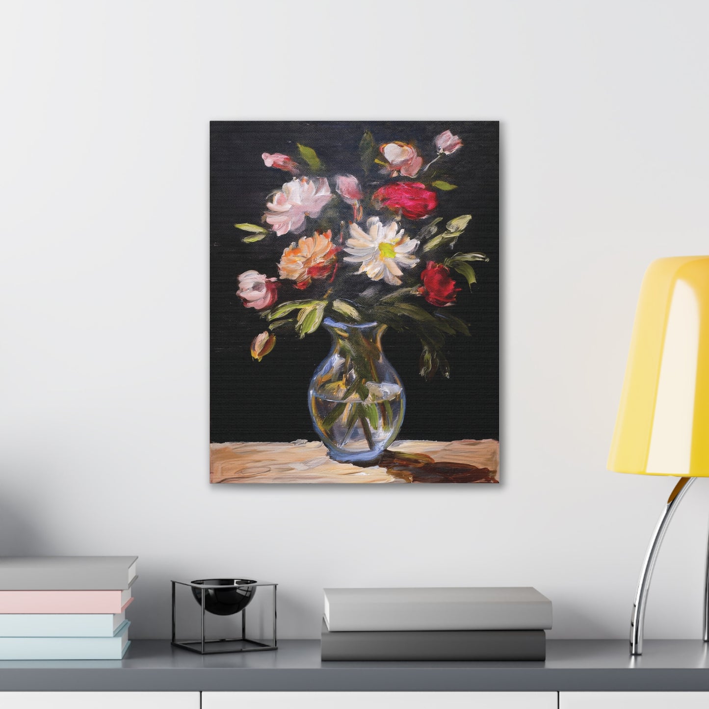 Floral Canvas Wall Art, Elegant Home Decor, Vintage Style Painting, Gift for Her, Living Room Decoration, Anniversary Gift