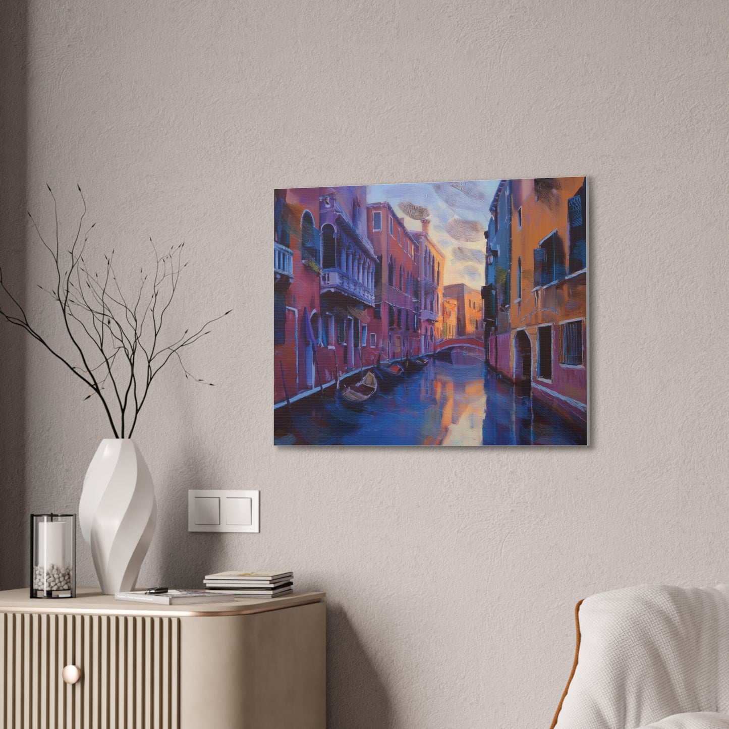 Vibrant Canvas Wall Art, Stretched Art Print, Home Decor, Venetian Landscape, Colorful Artwork, Gift for Art Lovers