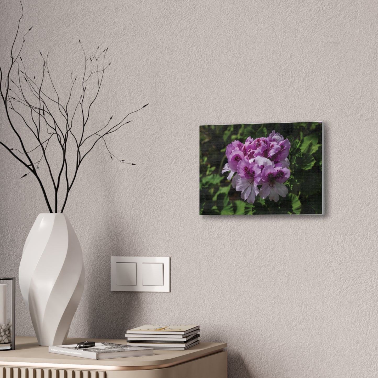 Pink Geranium Floral Canvas Print — Stretched Wall Art