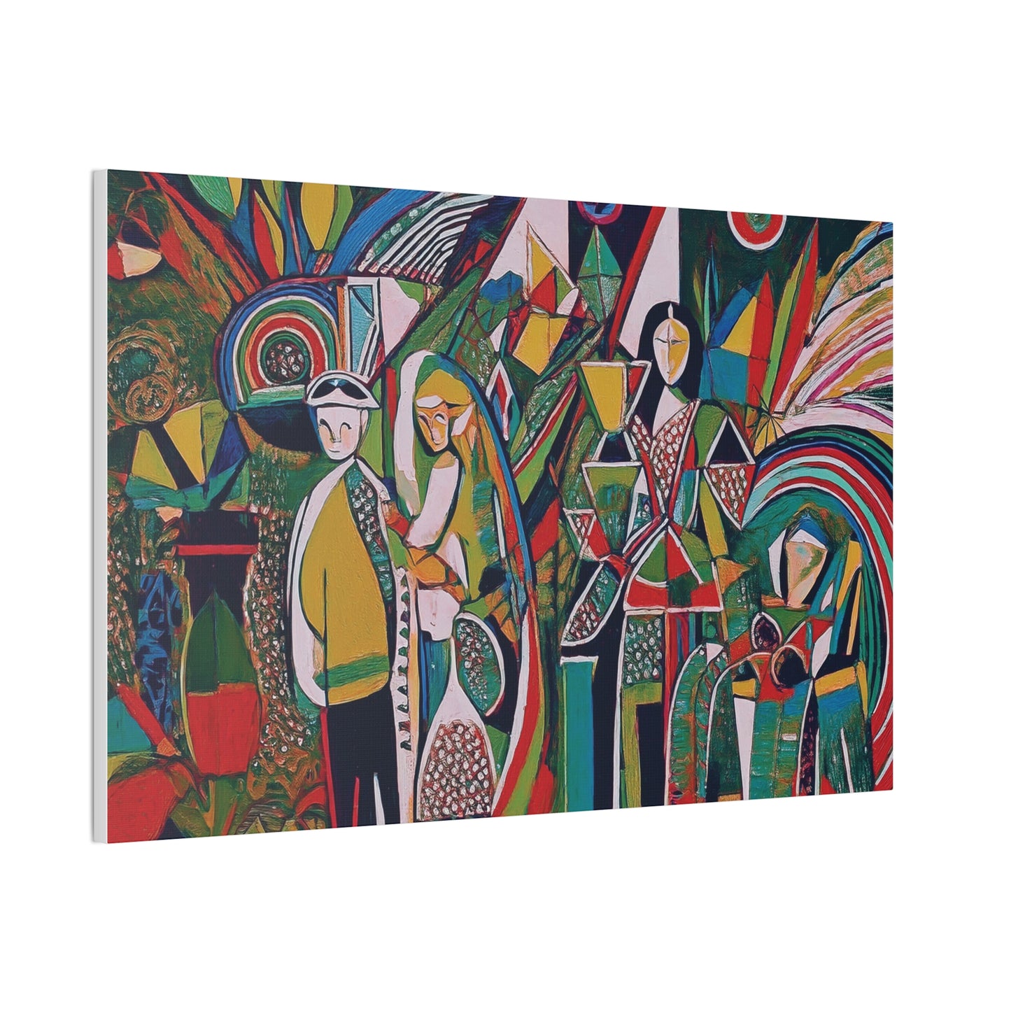 Canvas Print - Colorful Abstract Couple and Lady Standing Away