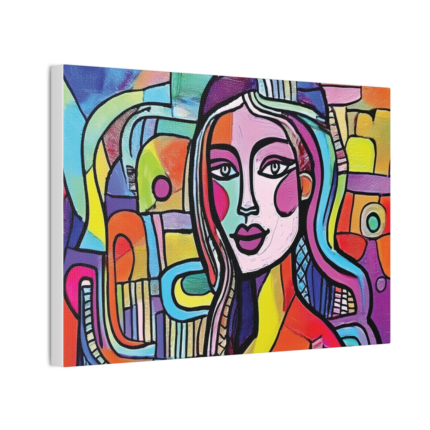 Colorful Canvas Art Print, Abstract Portrait Decor, Wall Art for Home, Colorful Wall Hanging, Gift for Art Lovers