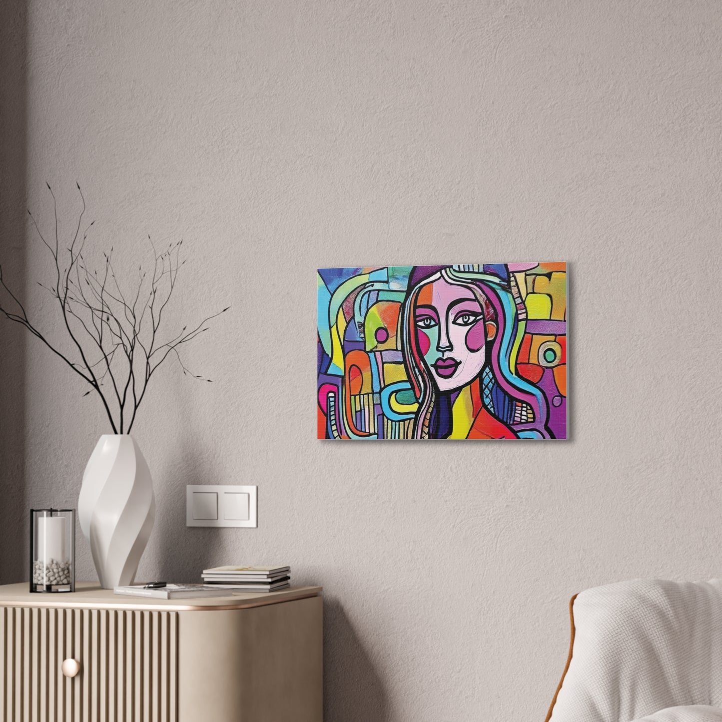 Colorful Canvas Art Print, Abstract Portrait Decor, Wall Art for Home, Colorful Wall Hanging, Gift for Art Lovers