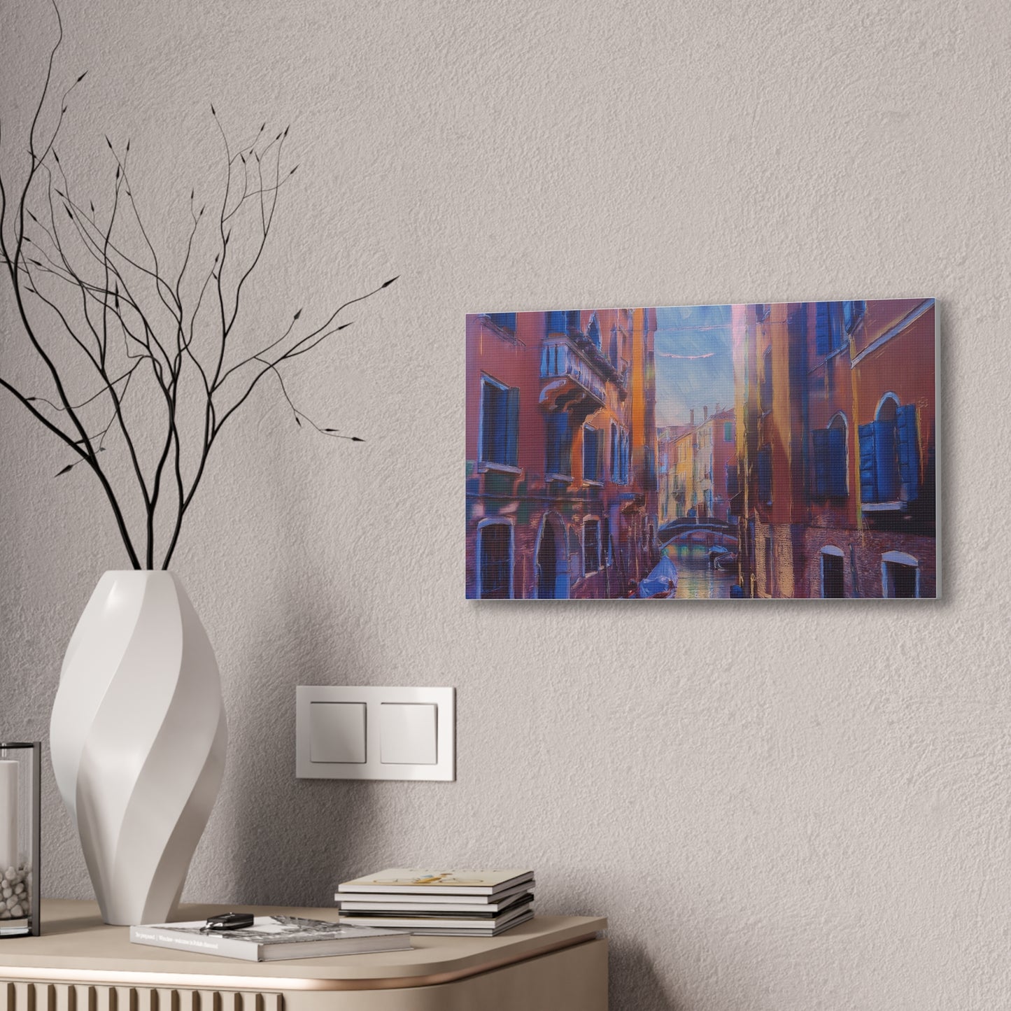 Venetian Canal Art Print, Canvas Wall Decor, Home Gallery Art, Gift for Art Lovers, Living Room Wall Art, Colorful Italian Landscape