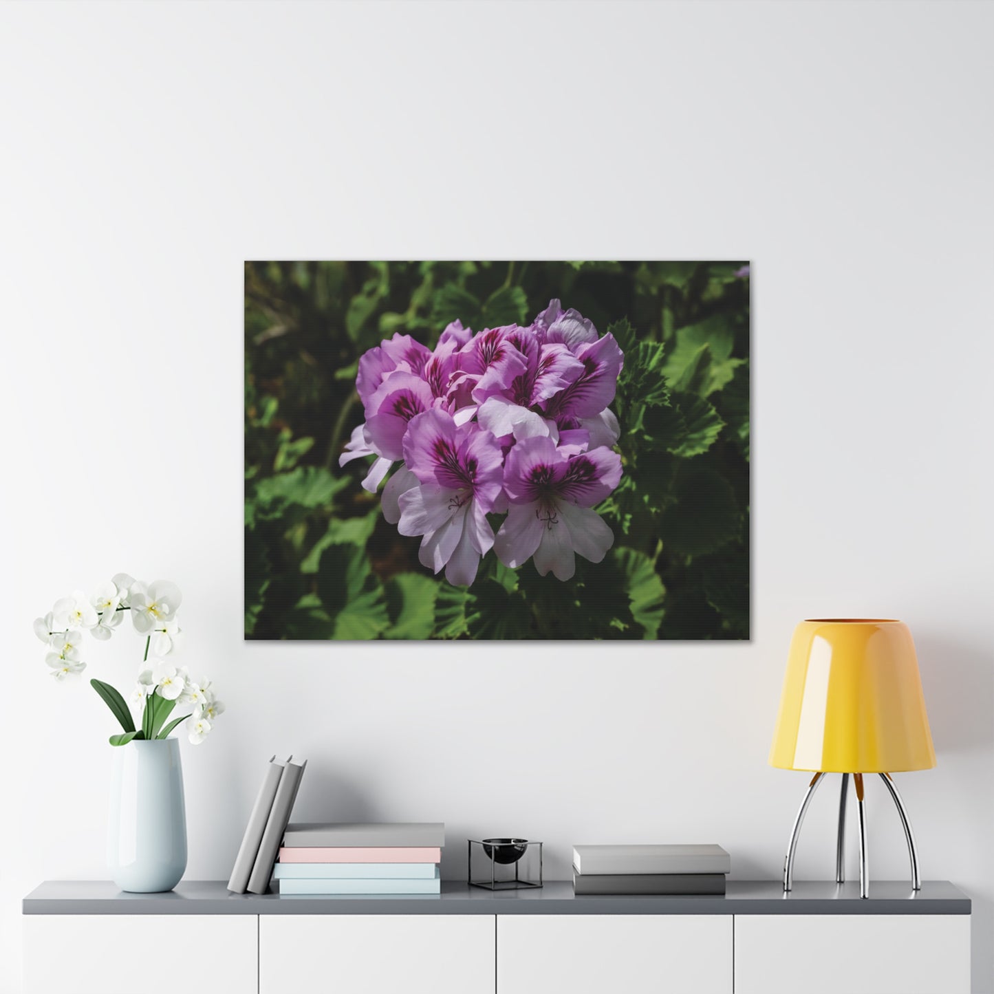 Pink Geranium Floral Canvas Print — Stretched Wall Art