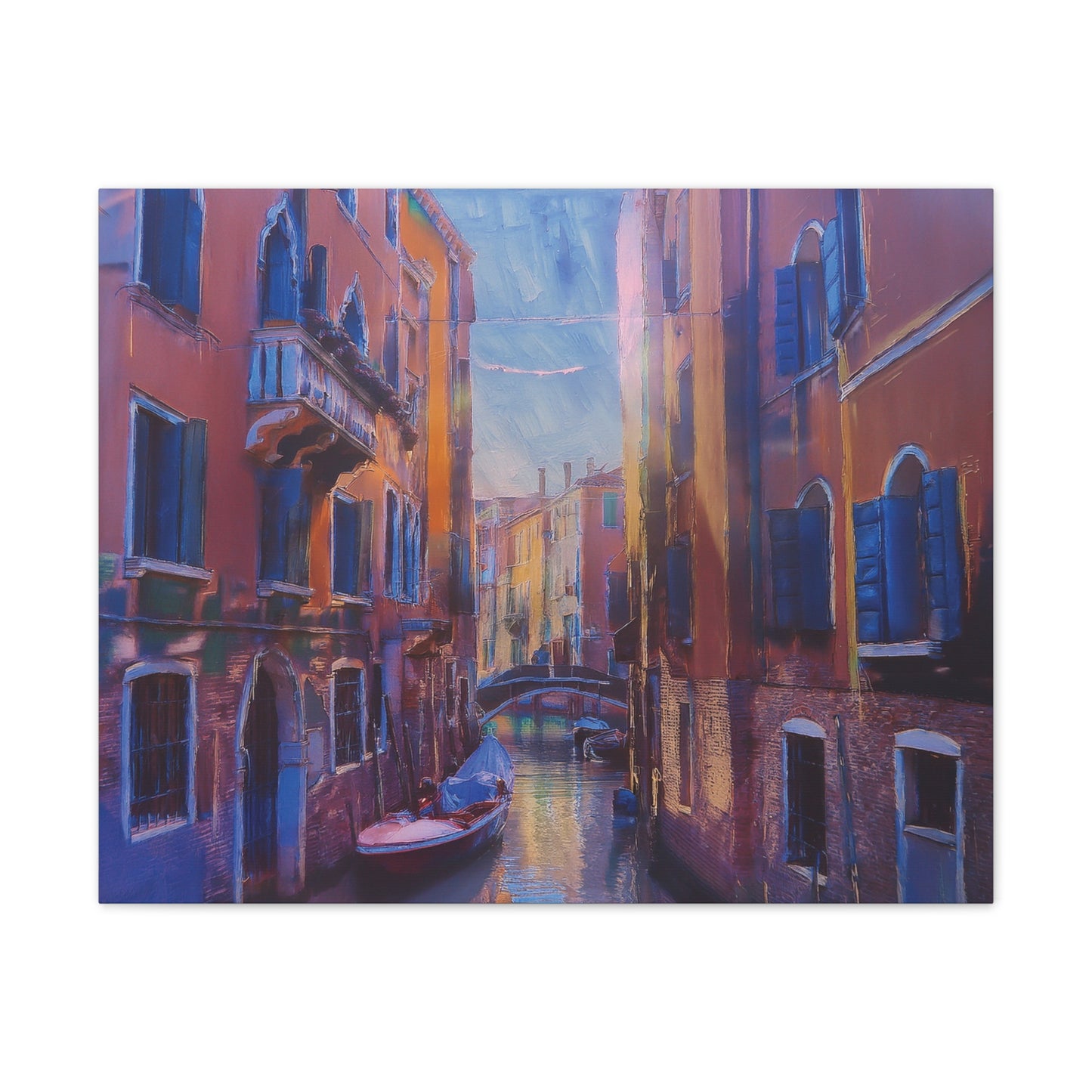 Venetian Canal Art Print, Canvas Wall Decor, Home Gallery Art, Gift for Art Lovers, Living Room Wall Art, Colorful Italian Landscape