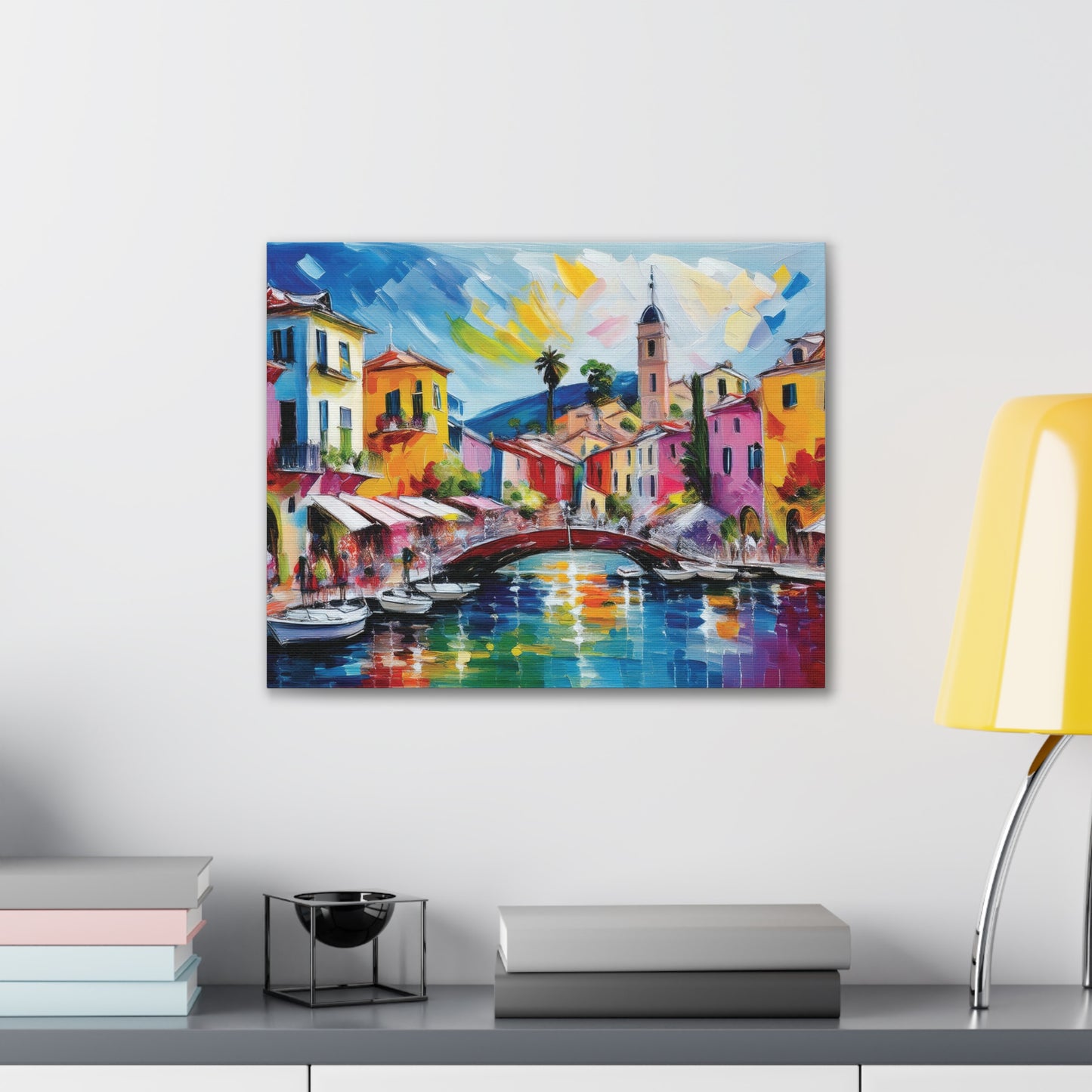 Vibrant Canvas Art, Colorful Wall Decor, Modern Artwork for Home, Italian Landscape Painting, Gift for Art Lovers